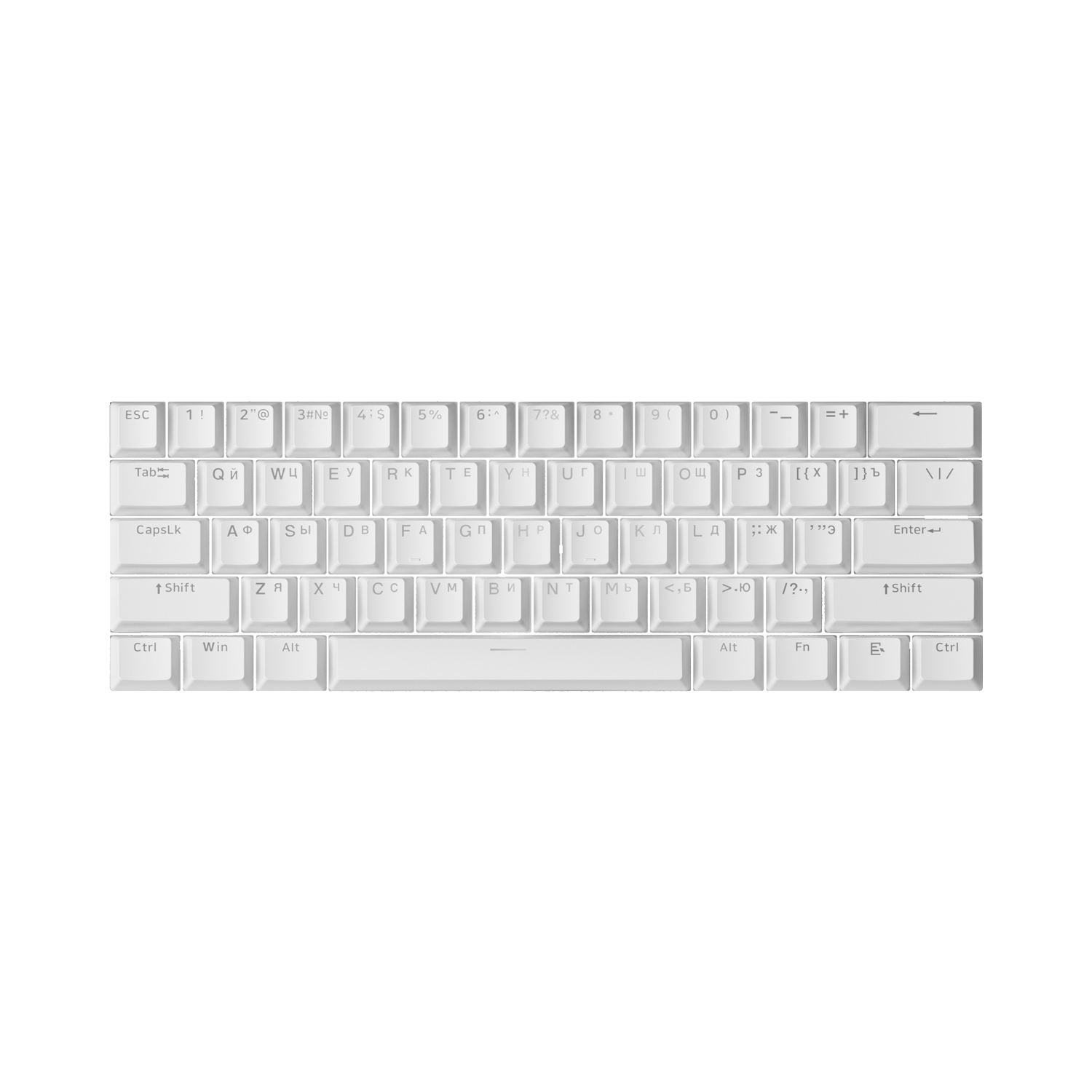 Akko Shine-Through White Cyrillic Keycap Set (61-key)