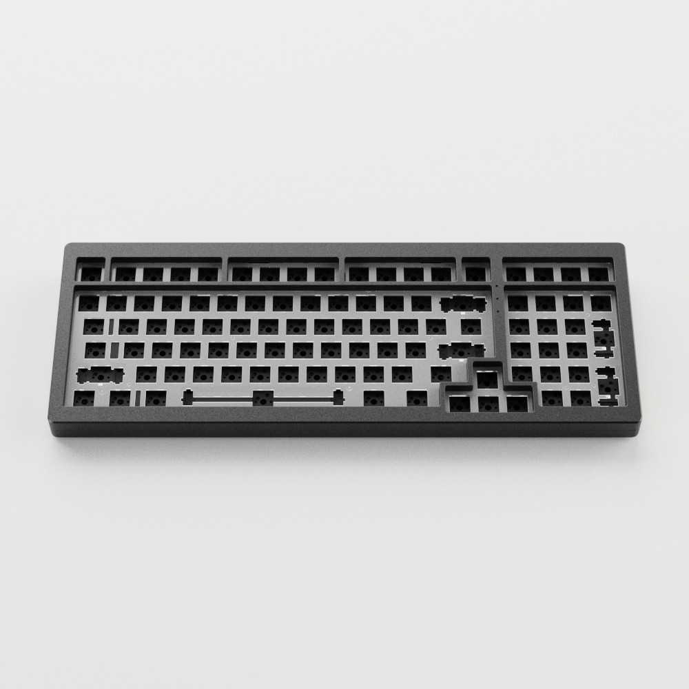 Black MonsGeek M2 QMK DIY Kit display on the gray background