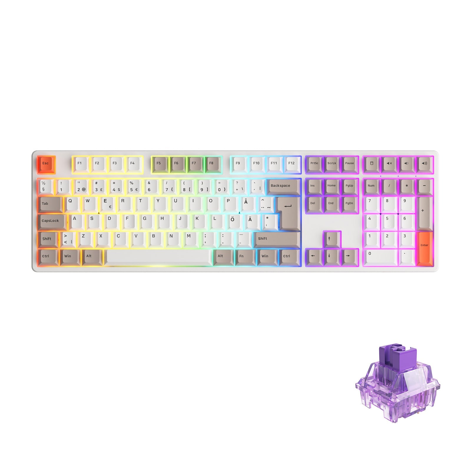 Steam Engine 5108B Plus ISO DE/Nordic Keyboard with rgb and
Akko CS Jelly Purple switch