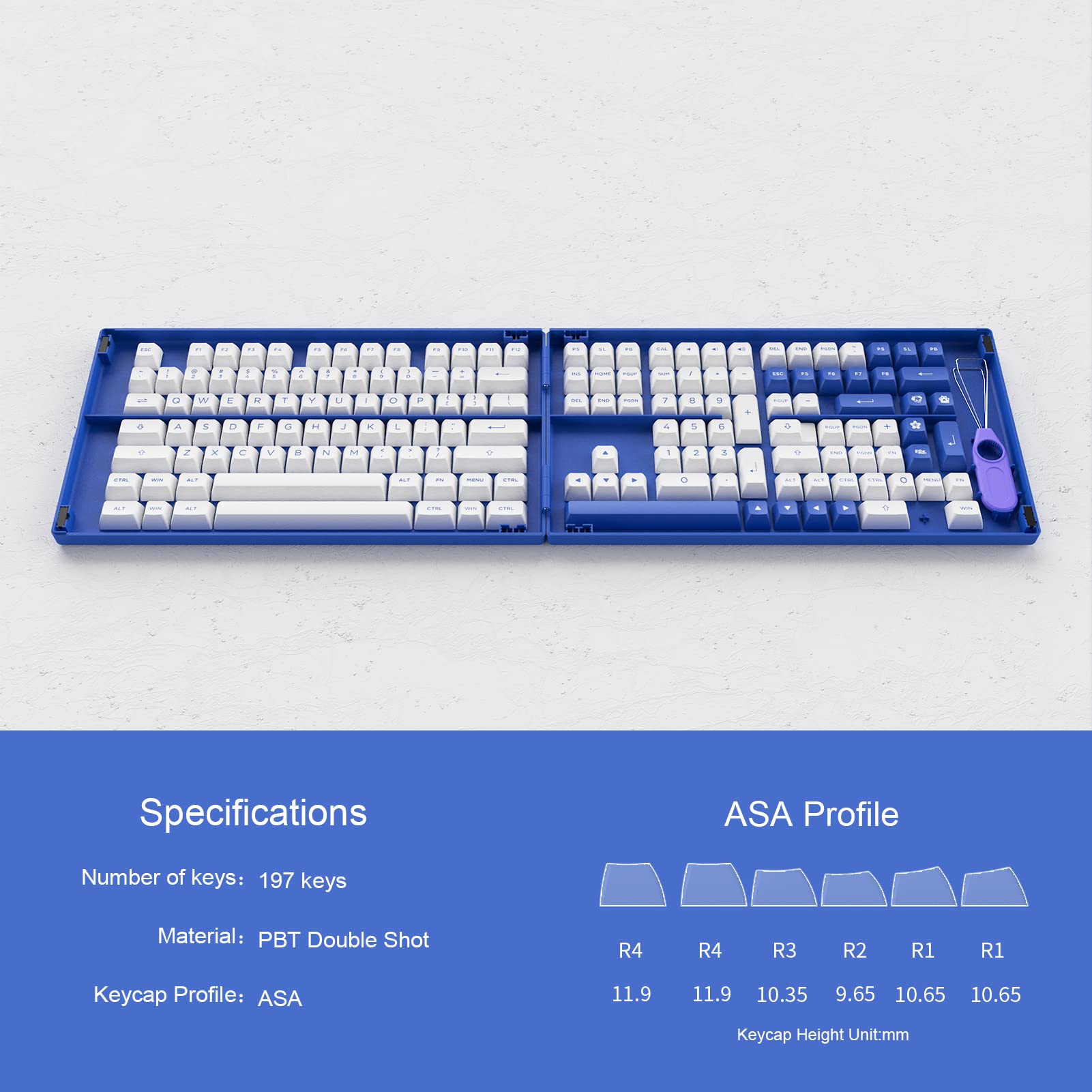 Blue on White Keycap Set (197-Key)