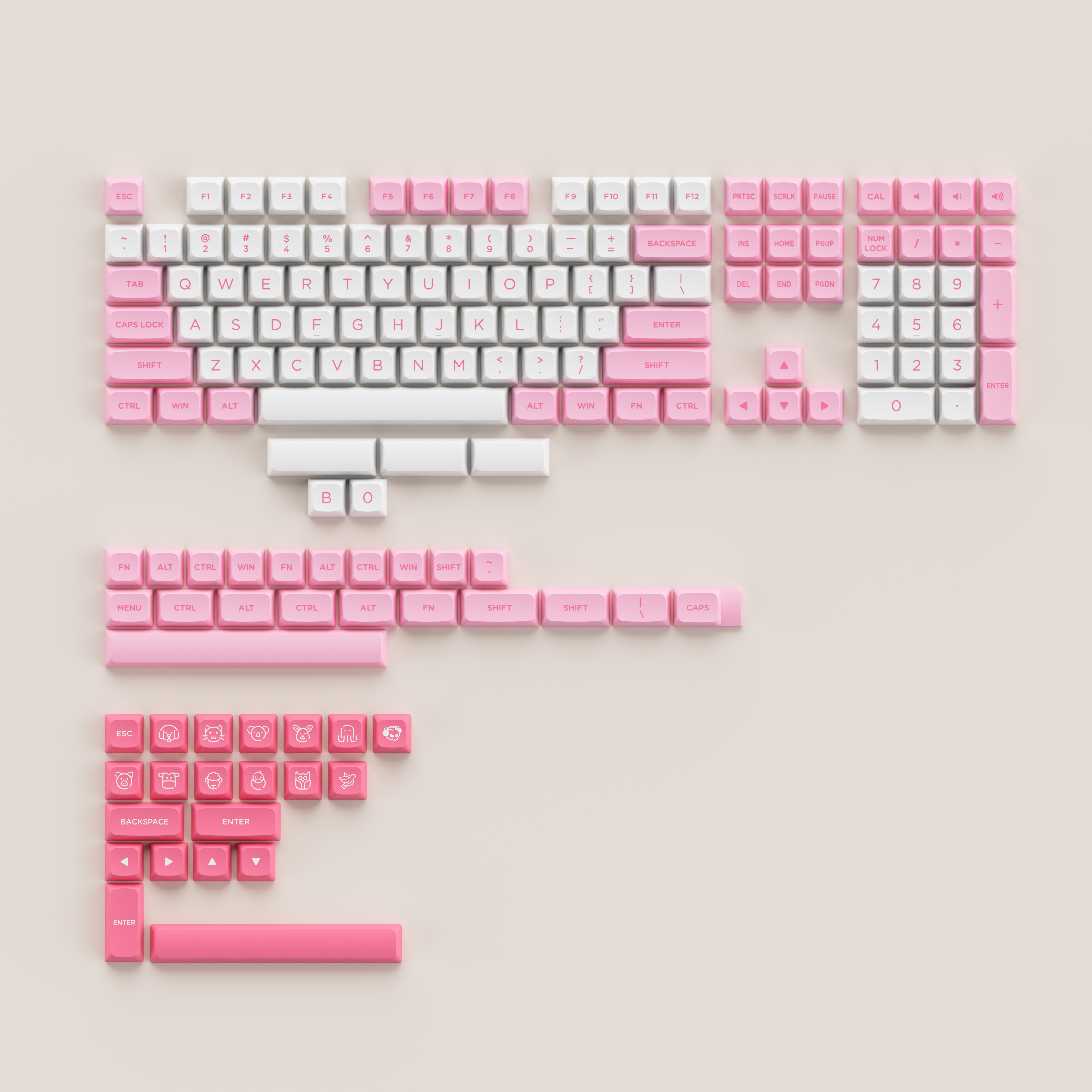 Black & Pink Keycap Set ASA Low(155-key)