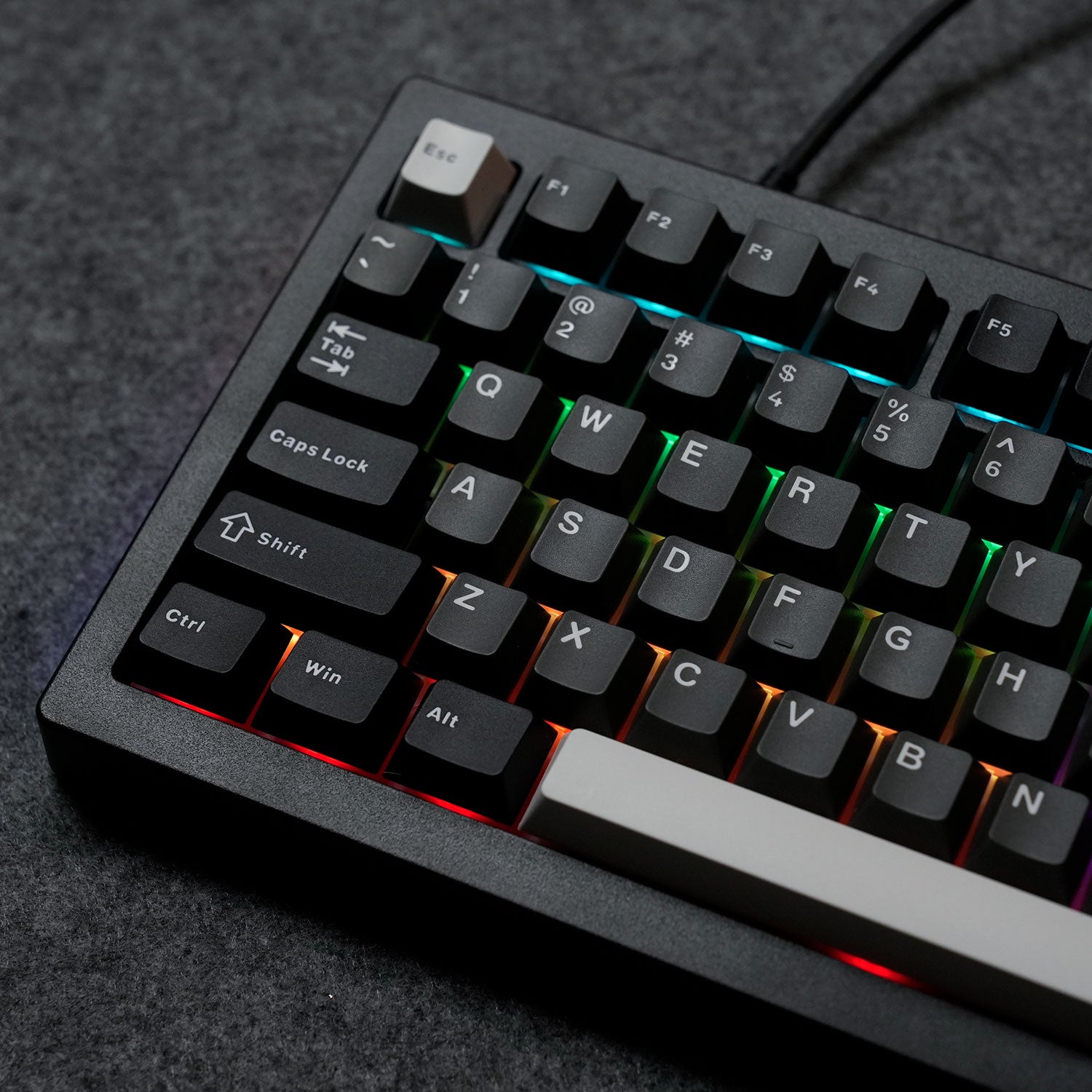 Akko 5075 V3 Black Silver Mechanical Keyboard Left RGB Details