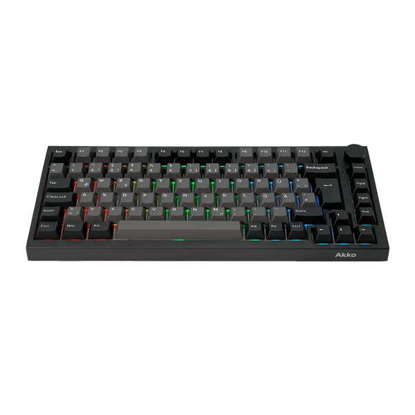 Akko 5075 V5 HE Black & Silver ISO-DE Keyboard Front Side