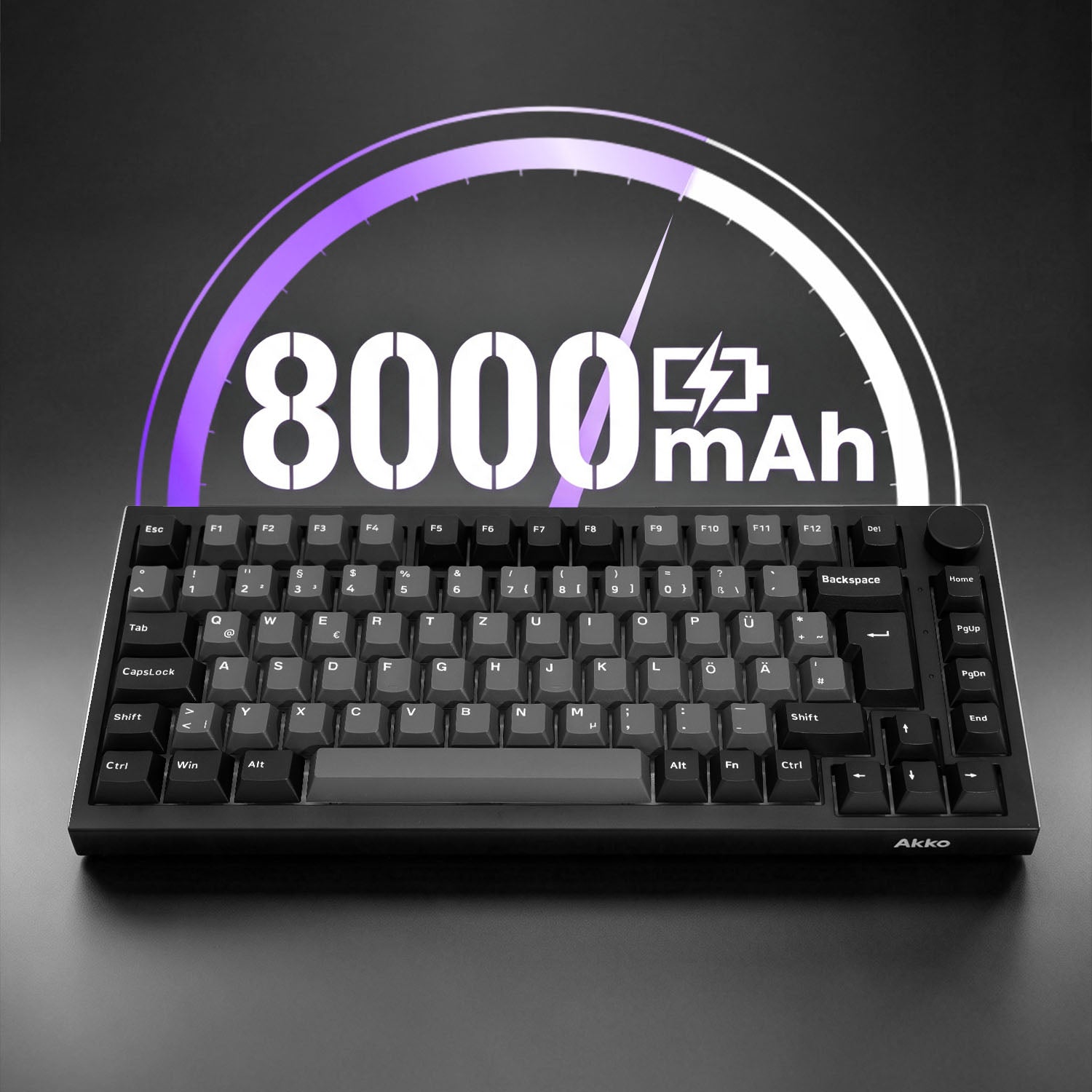 Akko Black & Silver 5075 V5 ISO Mechanical Keyboard 8000mAh Battery