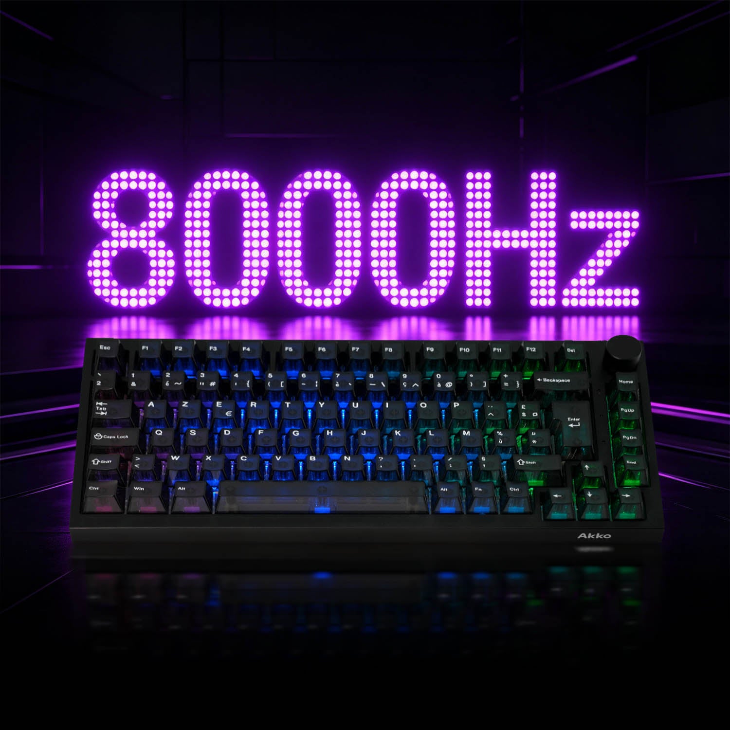 Akko Black Transparent 5075 V5 HE ISO FR Magnetic Keyboard 8000Hz Polling Rate