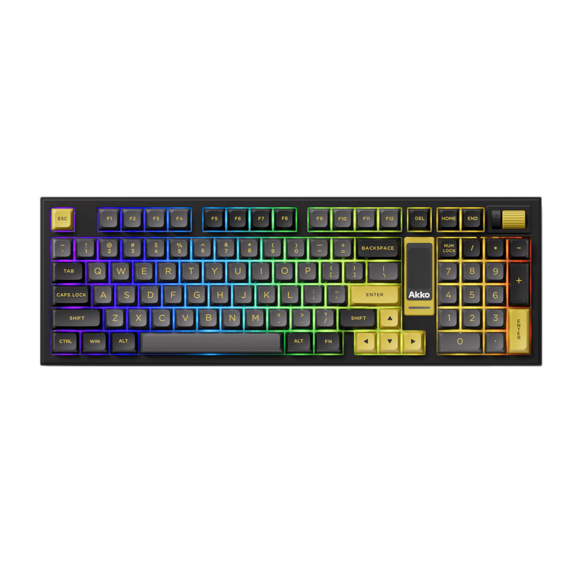 5098B Mechanical Keyboard with Screen Black Gold Theme with RGB