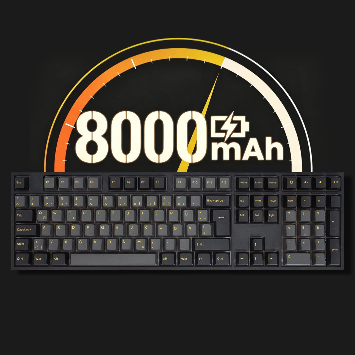 Akko Black & Gold 5108 V5 ISO DE Mechanical Keyboard 8000mAh Battery