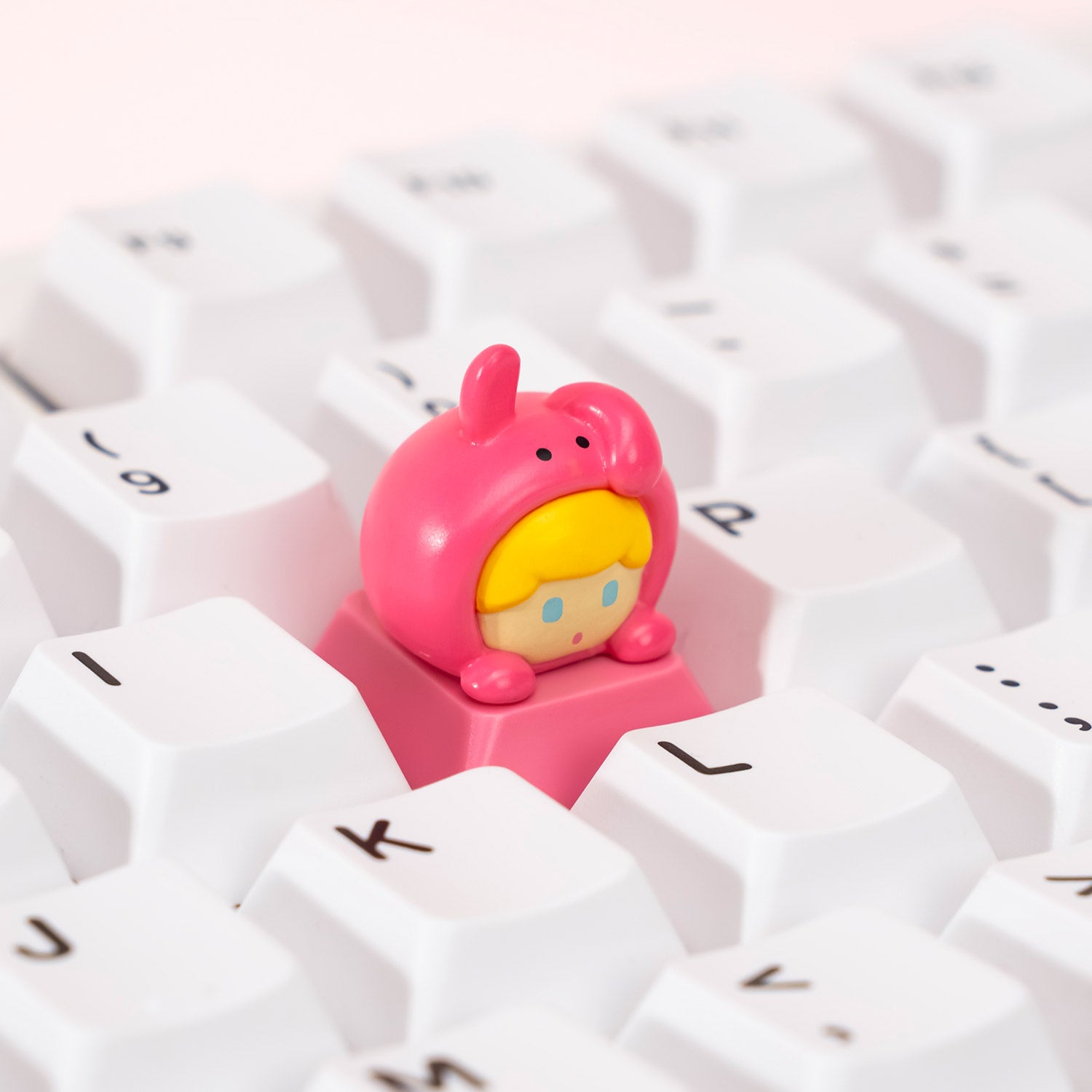 Animal Artisan Keycap × Switch Tester Pink Bunny on the Keyboard
