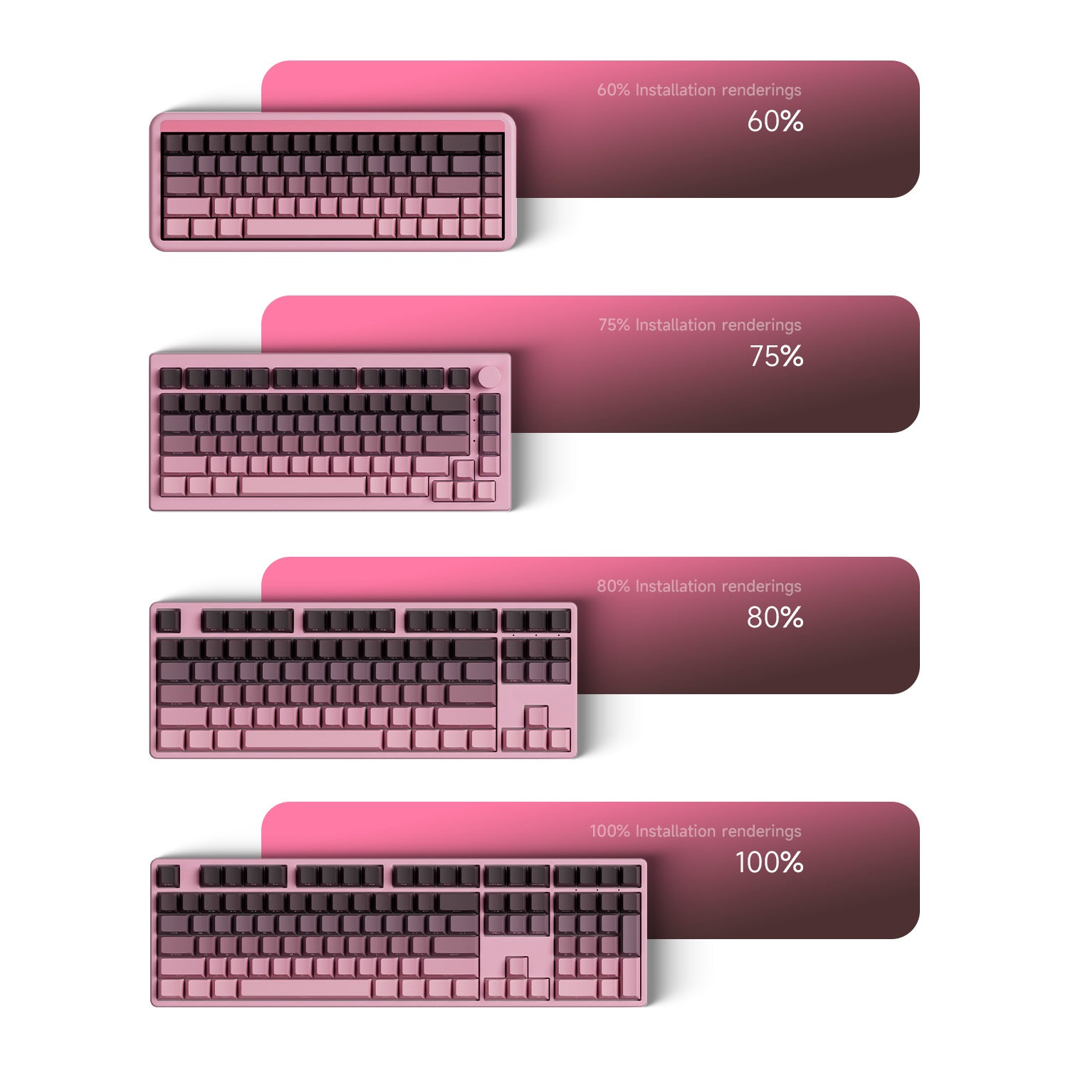 Akko Black Pink Gradient Keycap Set Widely Compatibility