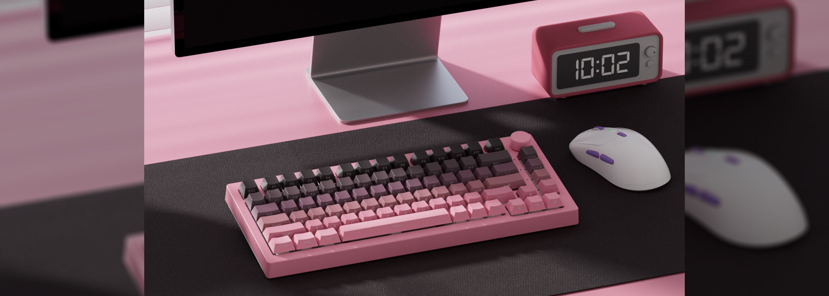 Akko Black Pink Gradient Keycap Set Install on the Keyboard Details
