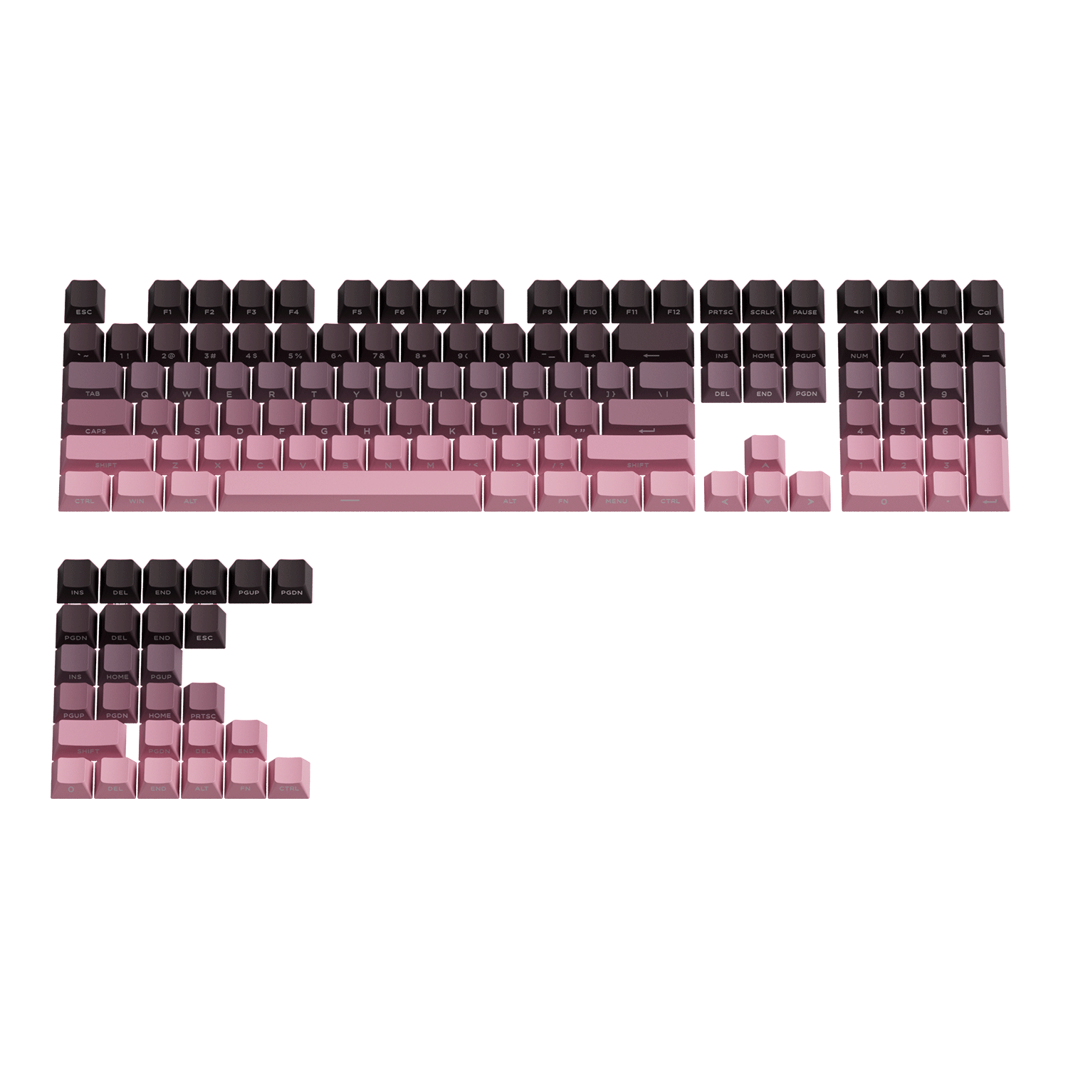 Black & Pink Gradient Keycap Set Front View