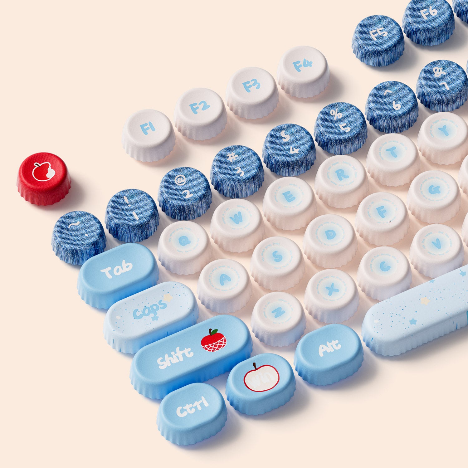 Akko Apple Wave BottleCap Keycaps Set Left Details