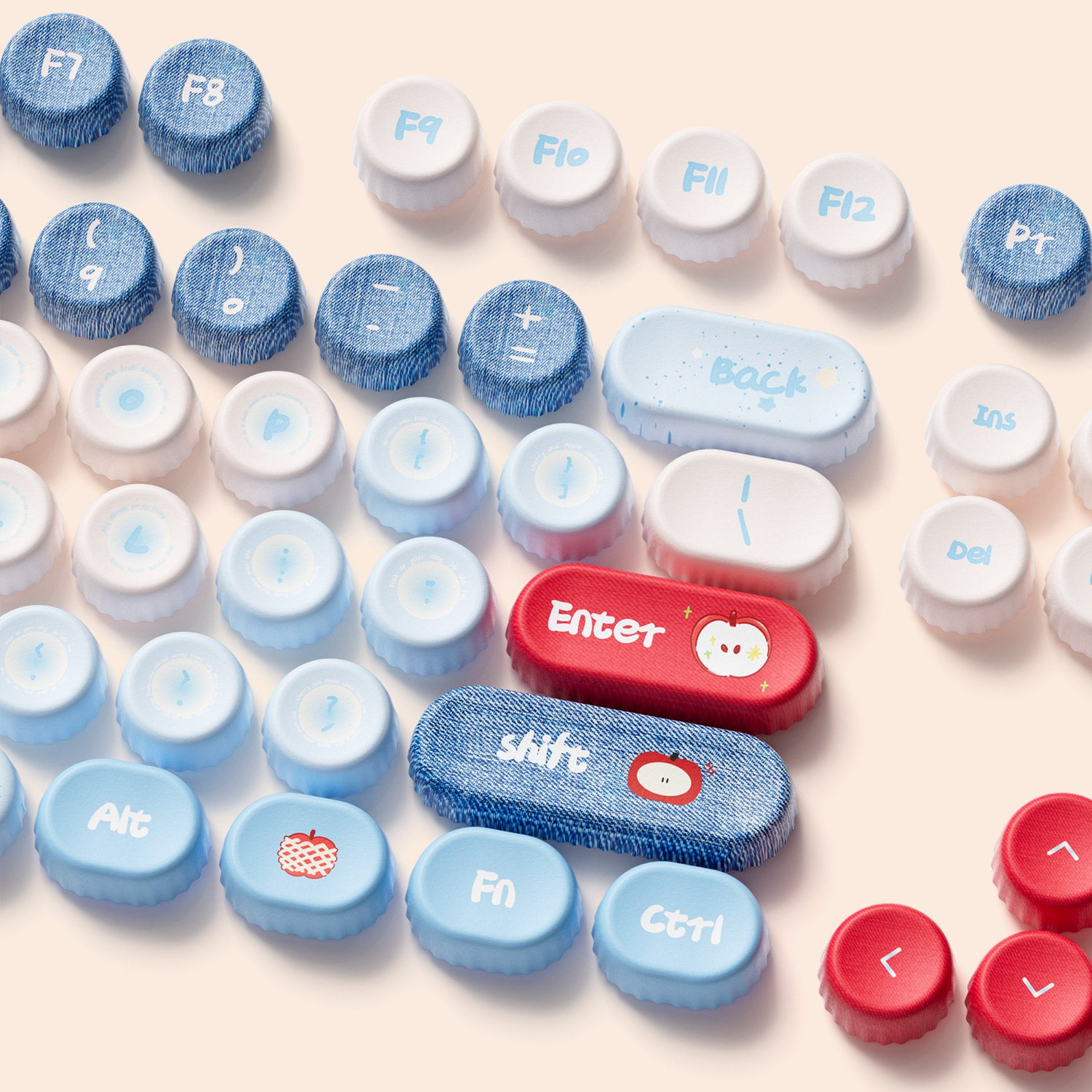 Akko Apple Wave BottleCap Keycaps Set Keys Details