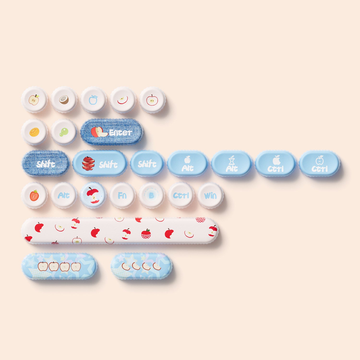 Akko Apple Wave BottleCap Keycaps Set Special Key Details