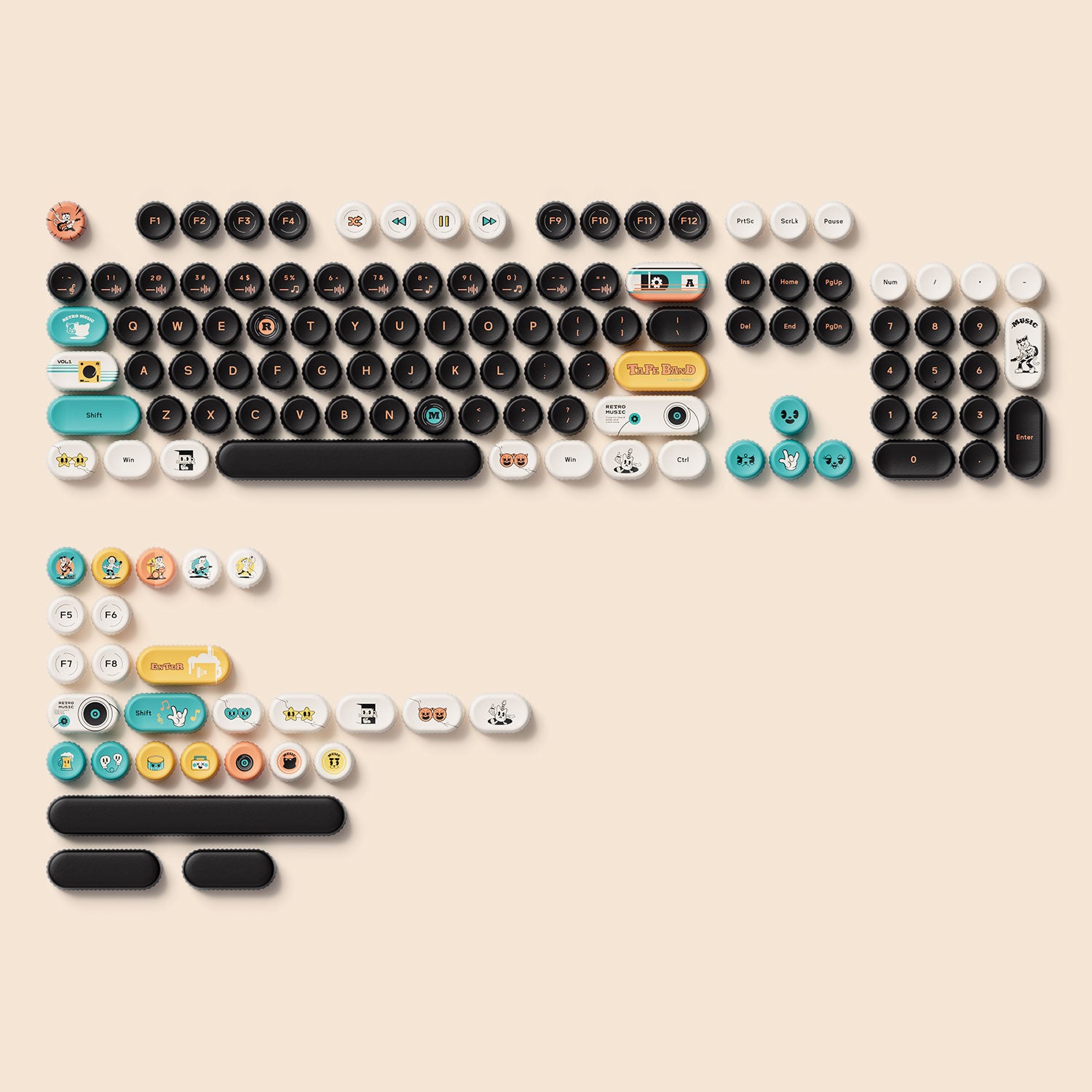 Akko Punk Cat BottleCap Keycaps Set 131 Keys