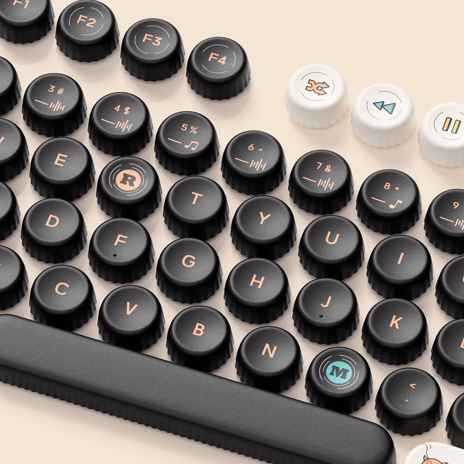 Akko Punk Cat BottleCap Keycaps Set Details