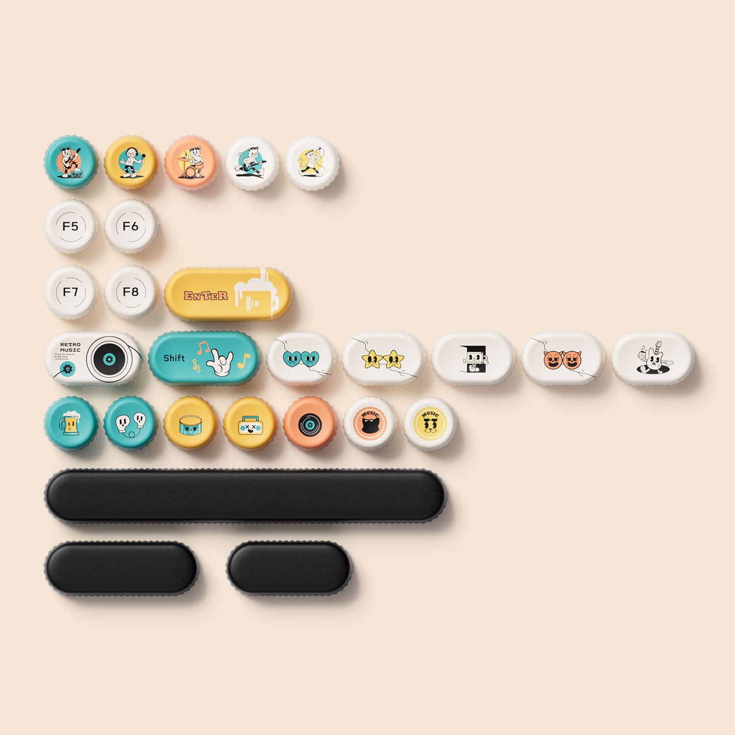 Akko Punk Cat BottleCap Keycaps Set Special Keys Details