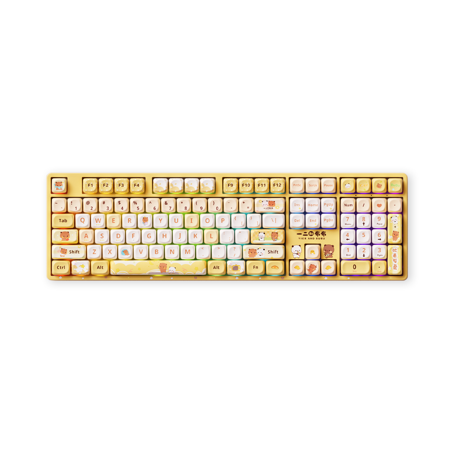 Akko Dudu and Bubu 5108B Yellow Full Size Keyboards