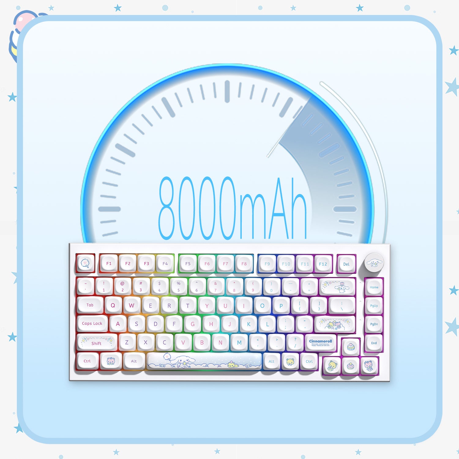 Akko Cinnamoroll 5075 V5 Mechanical Keyboard 8000mAh Battery