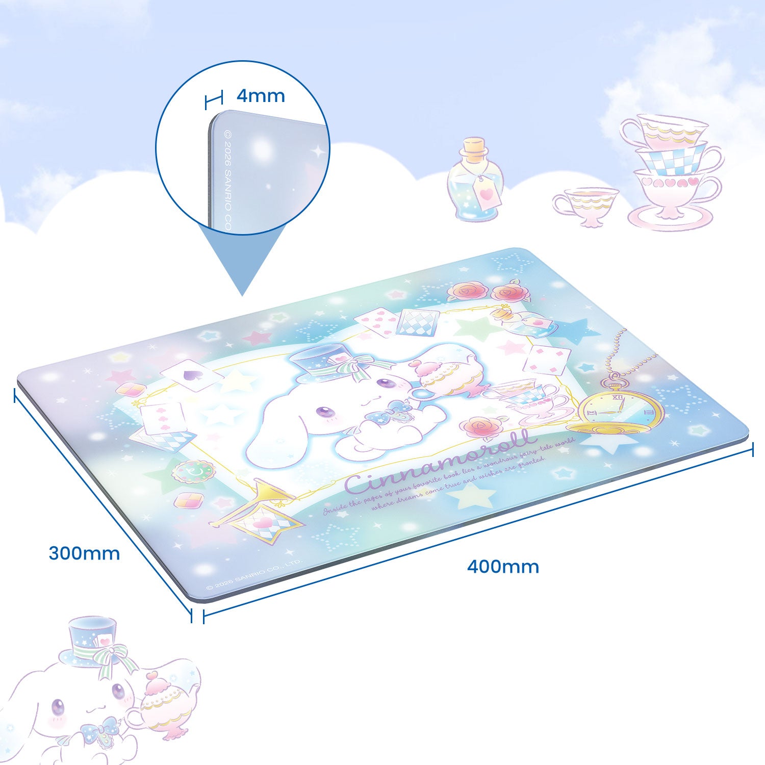 Akko Cinnamoroll Glass Gaming Mousepad Size