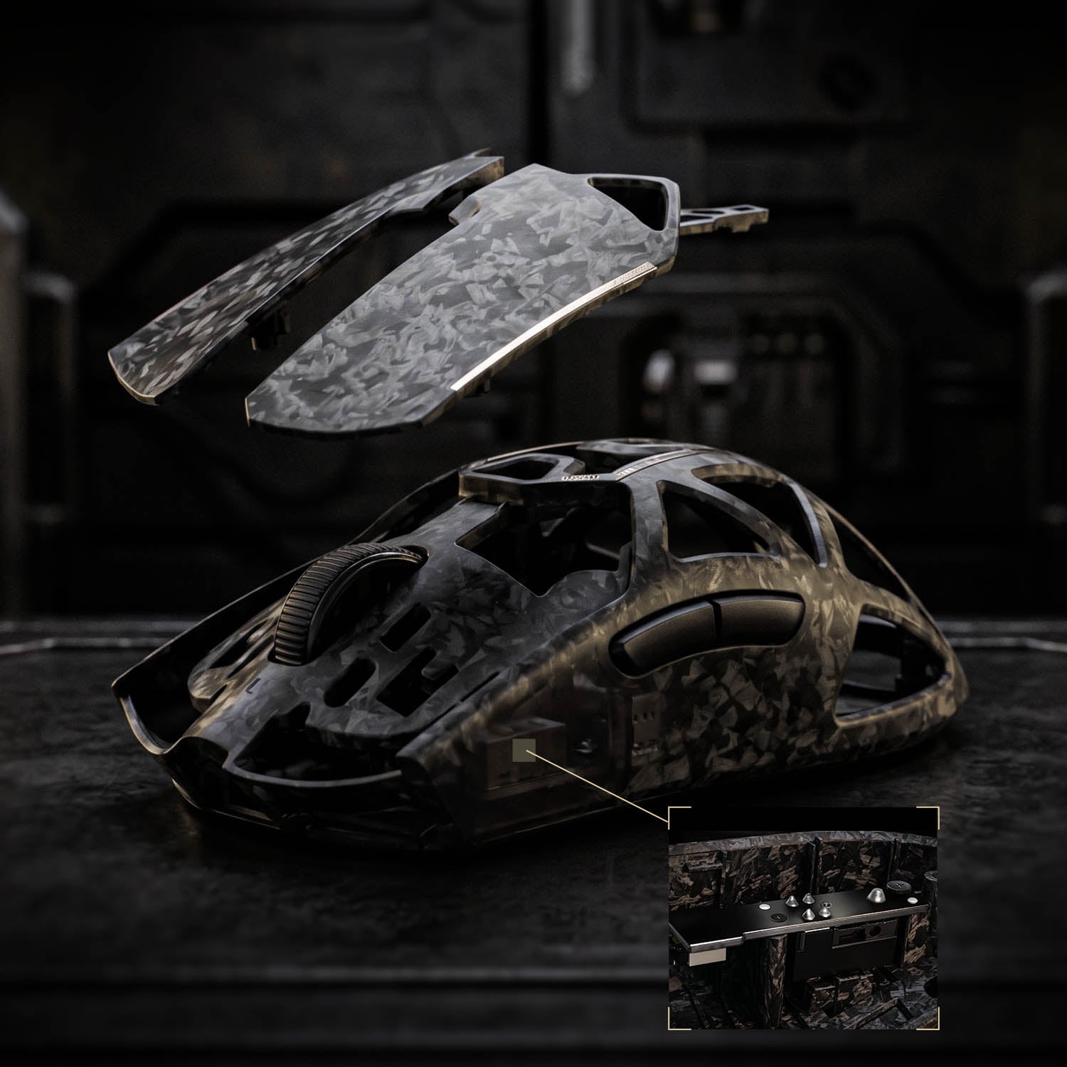 Akko Echo Carbon Fiber Gaming Mouse Spilt Click Details
