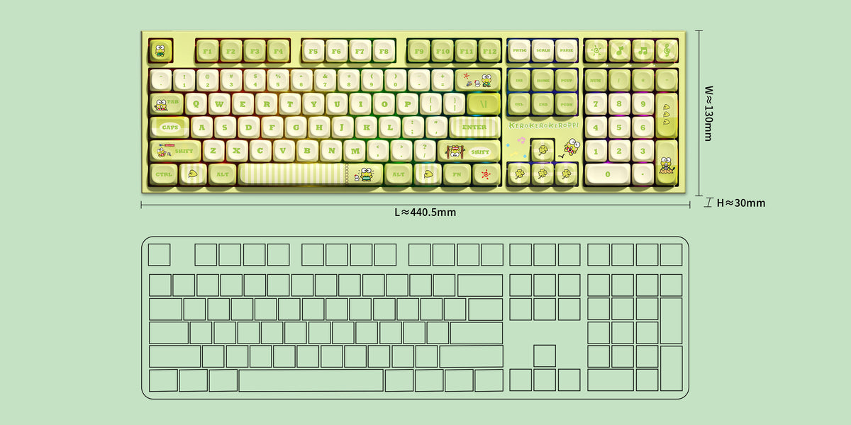 Akko KeroKero Keroppi 5108 V5 Mechanical Keyboard Size