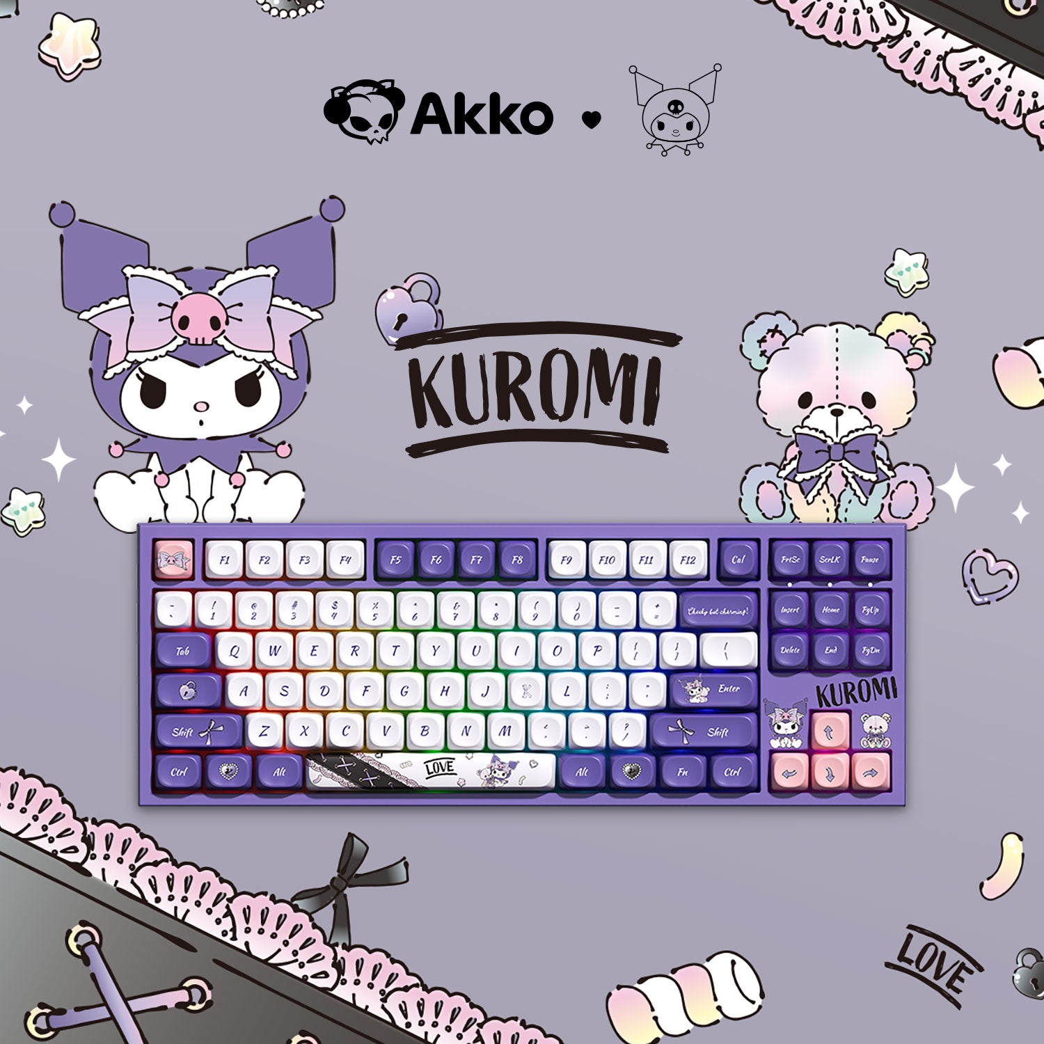 Akko Kuromi 5087 V5 Keyboard with Kuromi Theme Background