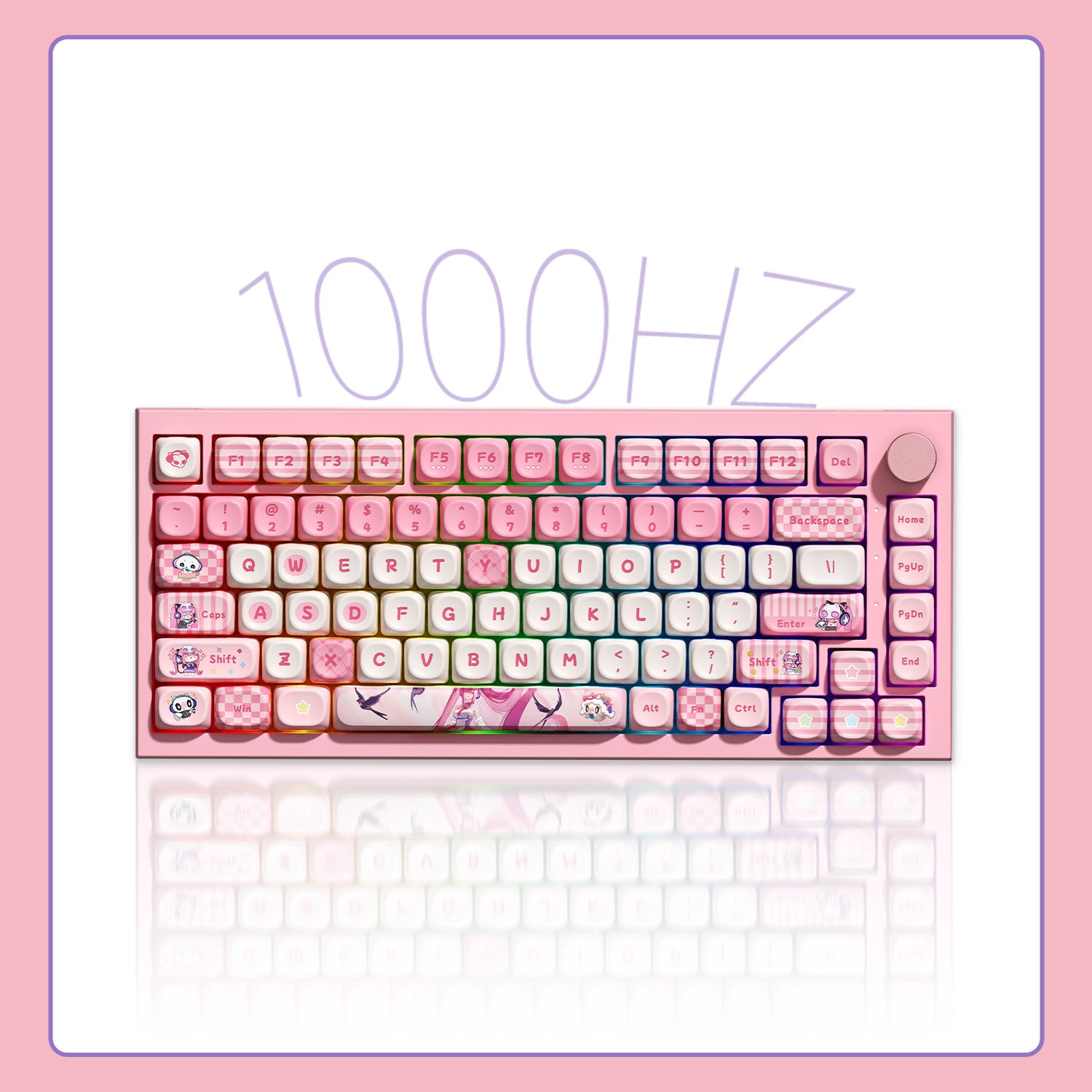 Akko Lulu Liu 5075 V5 cute pink anime themed RGB mechanical keyboard with 1000Hz polling rate