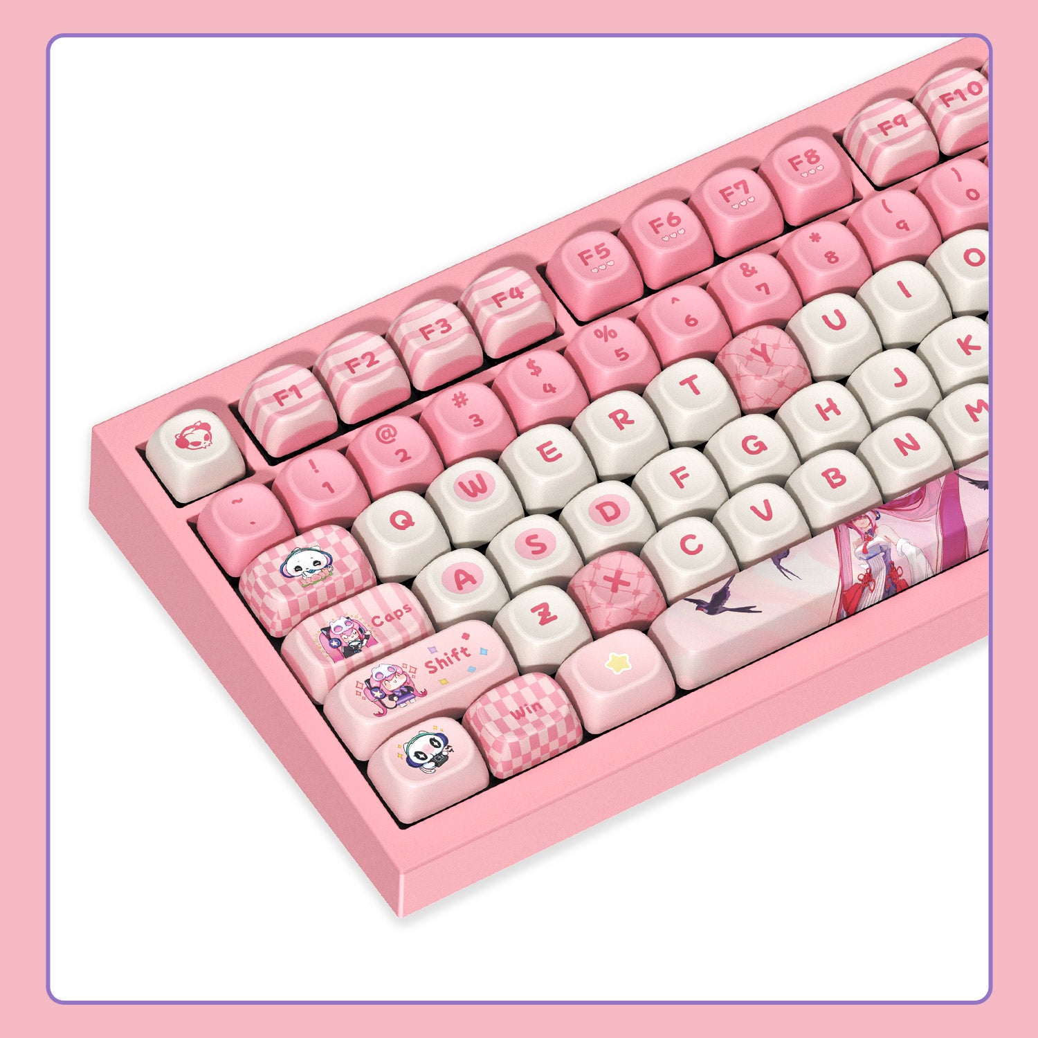 Akko Lulu Liu 5075 V5 cute pink anime themed custom mechanical keyboard
