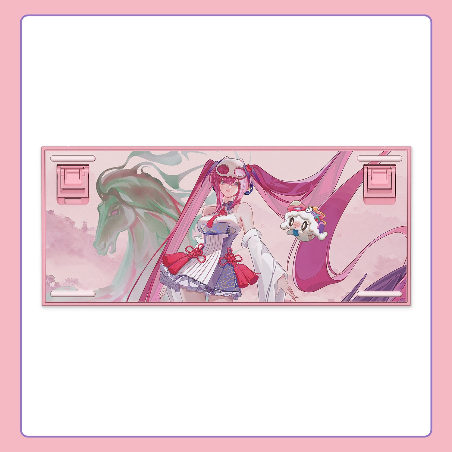 Akko Lulu Liu 5075 V5 mechanical keyboard with cute pink anime character printed casing