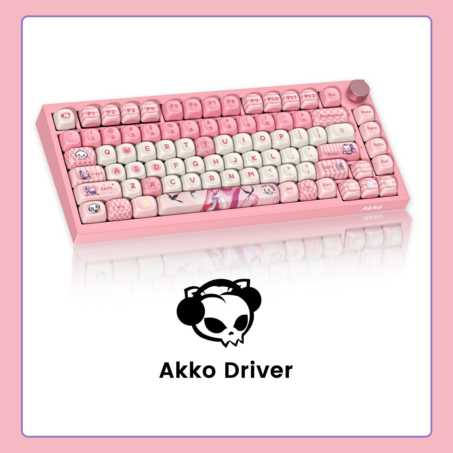 Akko Lulu Liu 5075 V5 Driver pink anime custom mechanical keyboard with Akko driver logo