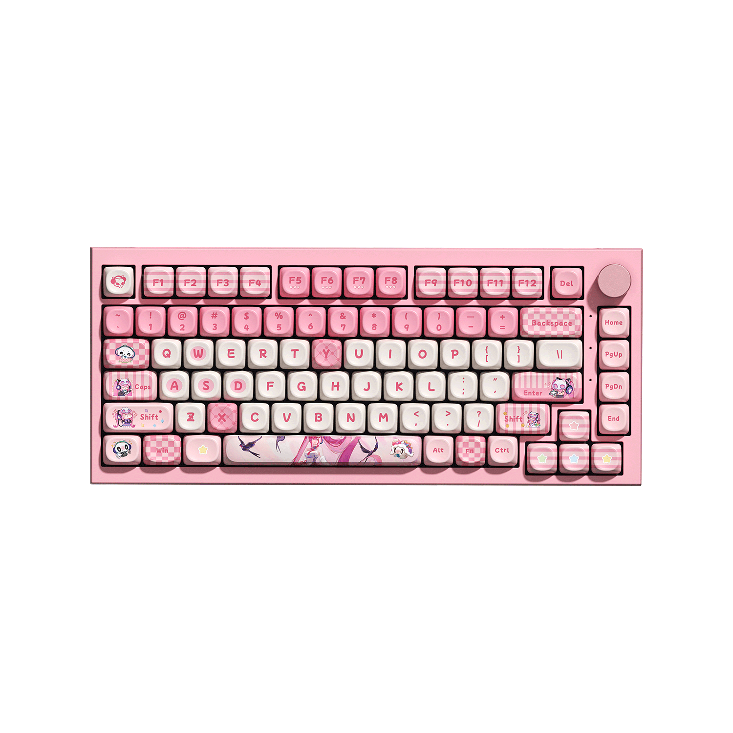 Akko Lulu Liu 5075 V5 Keyboard pink cute cartoon themed mechanical keyboard with rotary knob