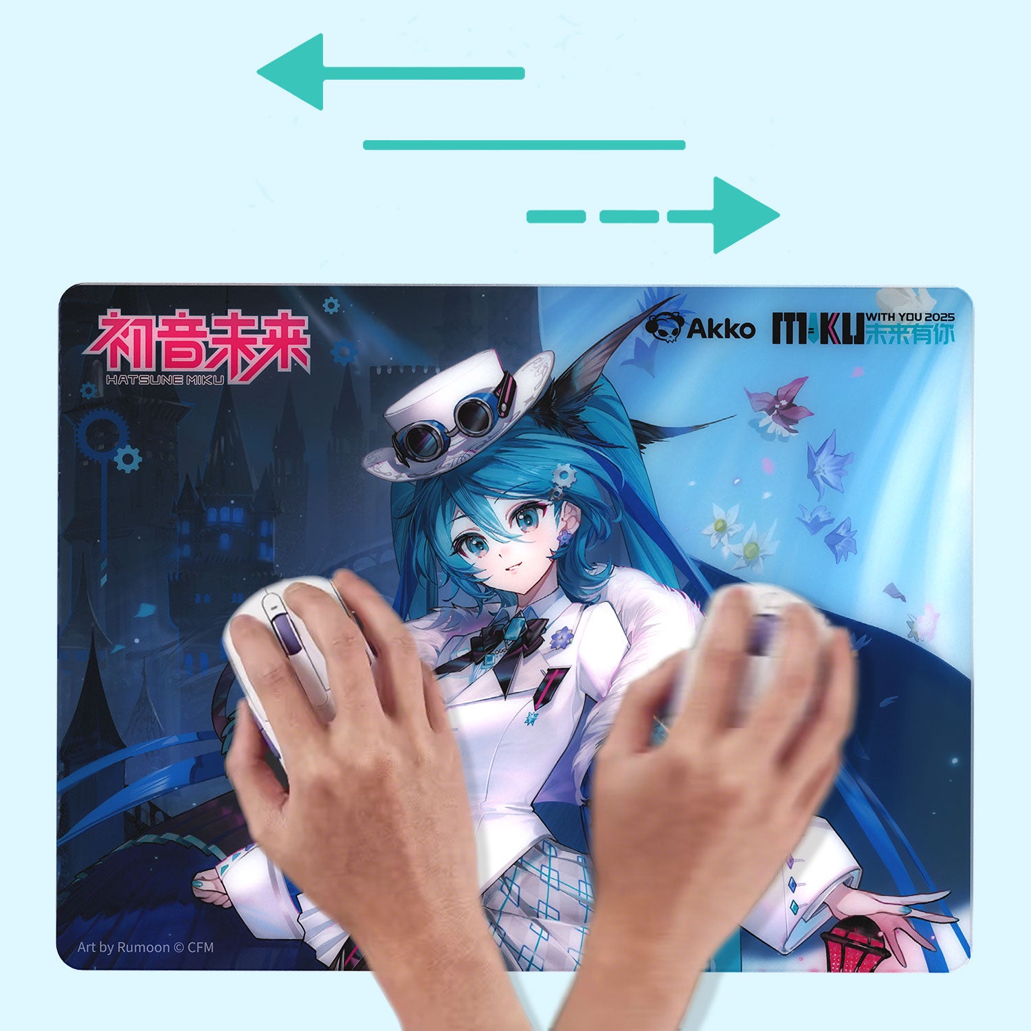 Akko Miku with You 2025 Glass Gaming Mousepad Precision Gaming