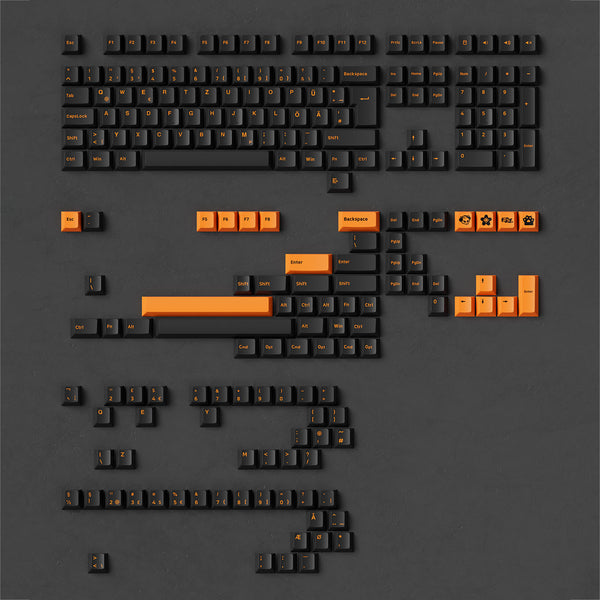 Akko Orange on Black ISO-DE/UK/Nordic Keycap Set (210-key)