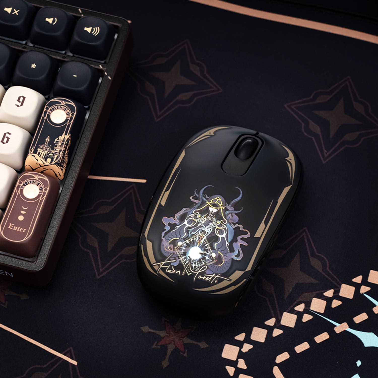 Akko Smart1 Mouse Lord of the Mysteries Wireless Mouse on the desk