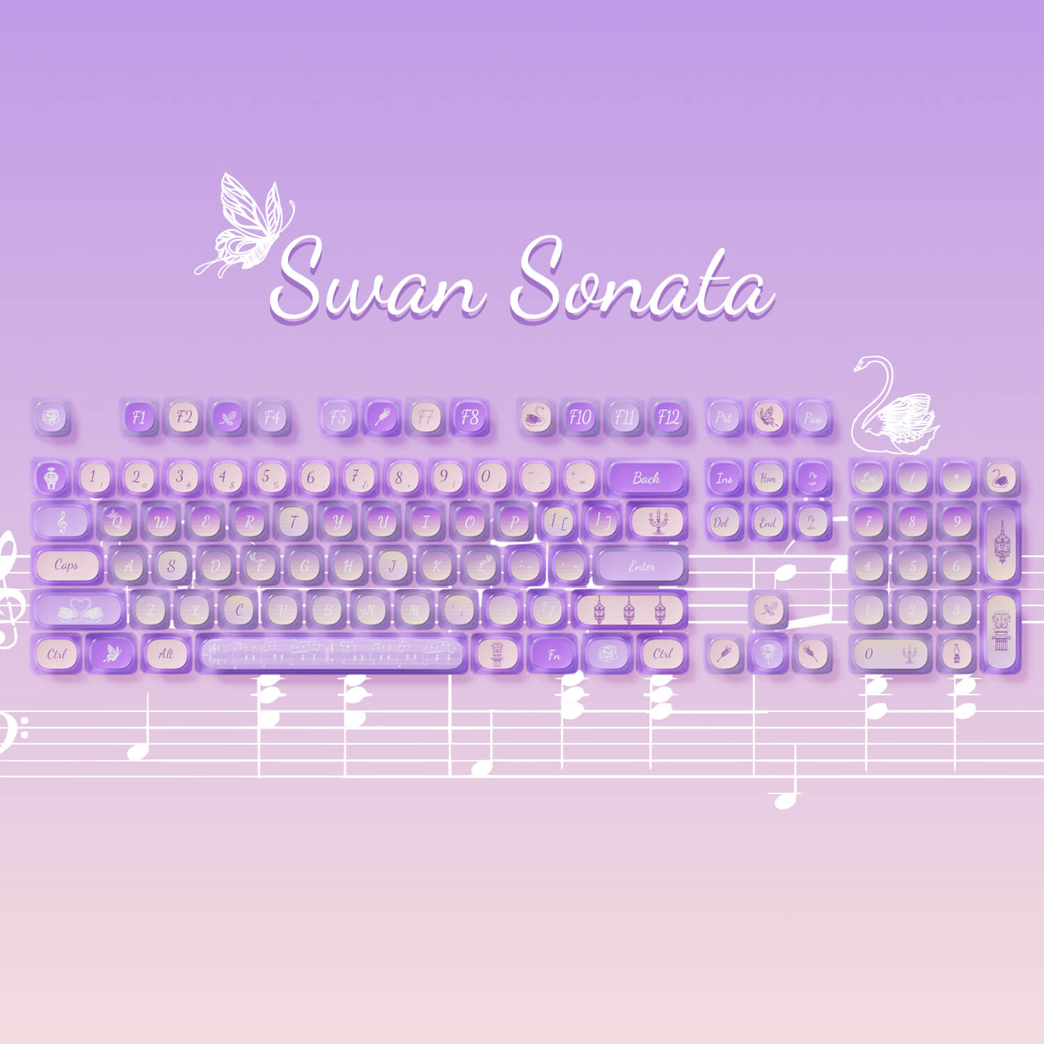 Swan Sonata Pudding Tastenkappen-Set (140 Tasten)