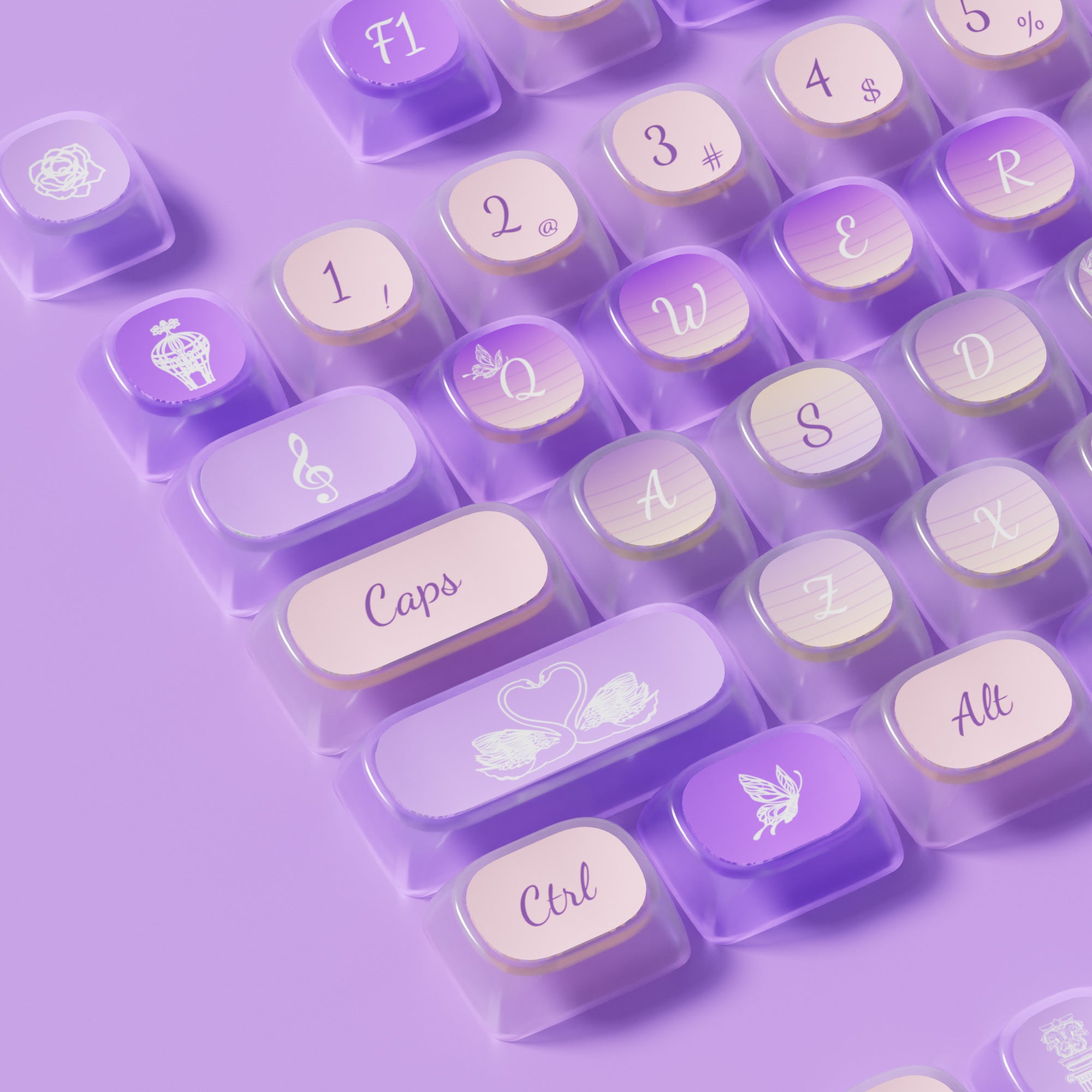 Swan Sonata Pudding Keycap Set (140-key)