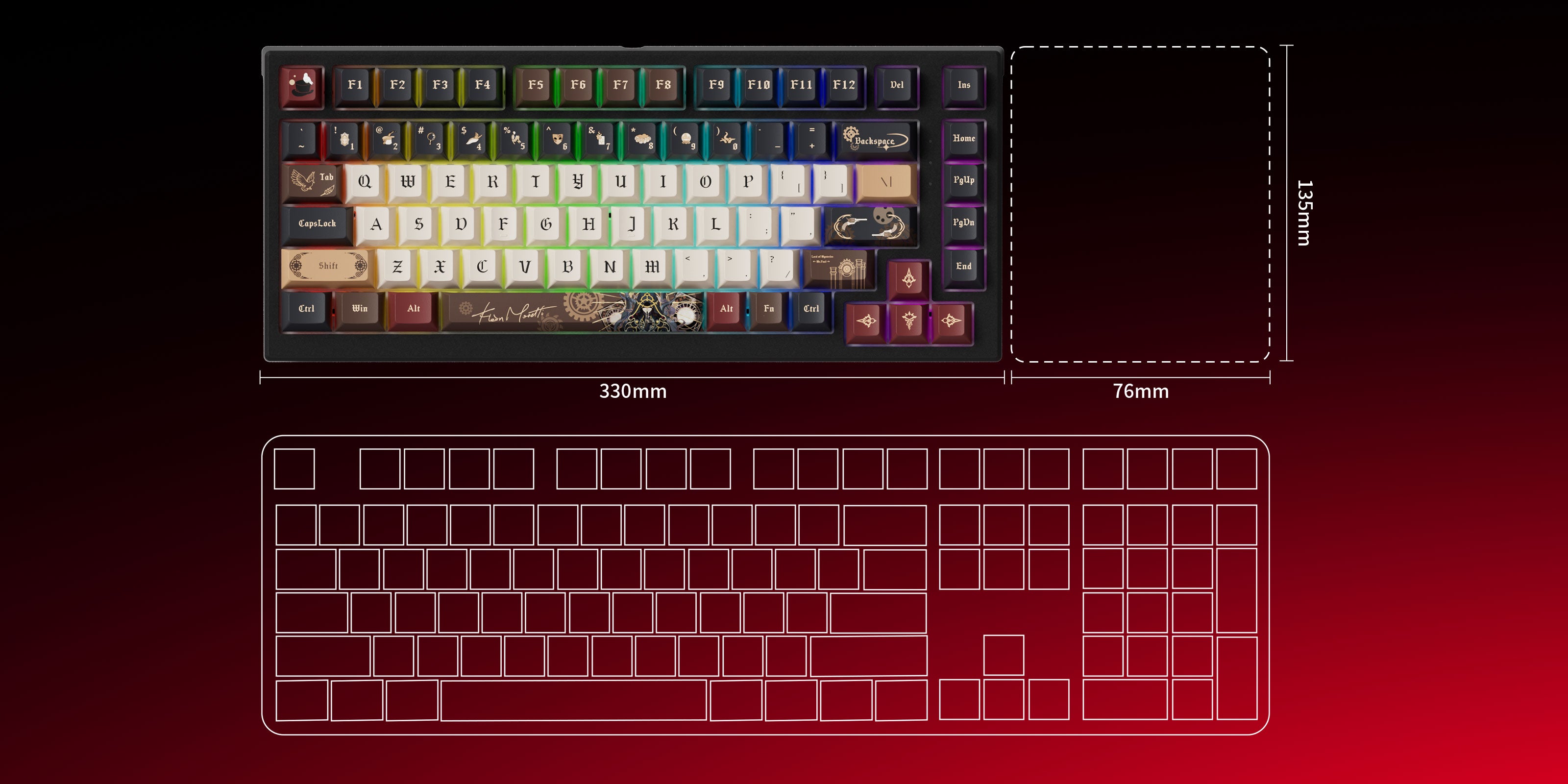 Akko TAC75 HE Lord of the Mysteries Magnetic Keyboards Size