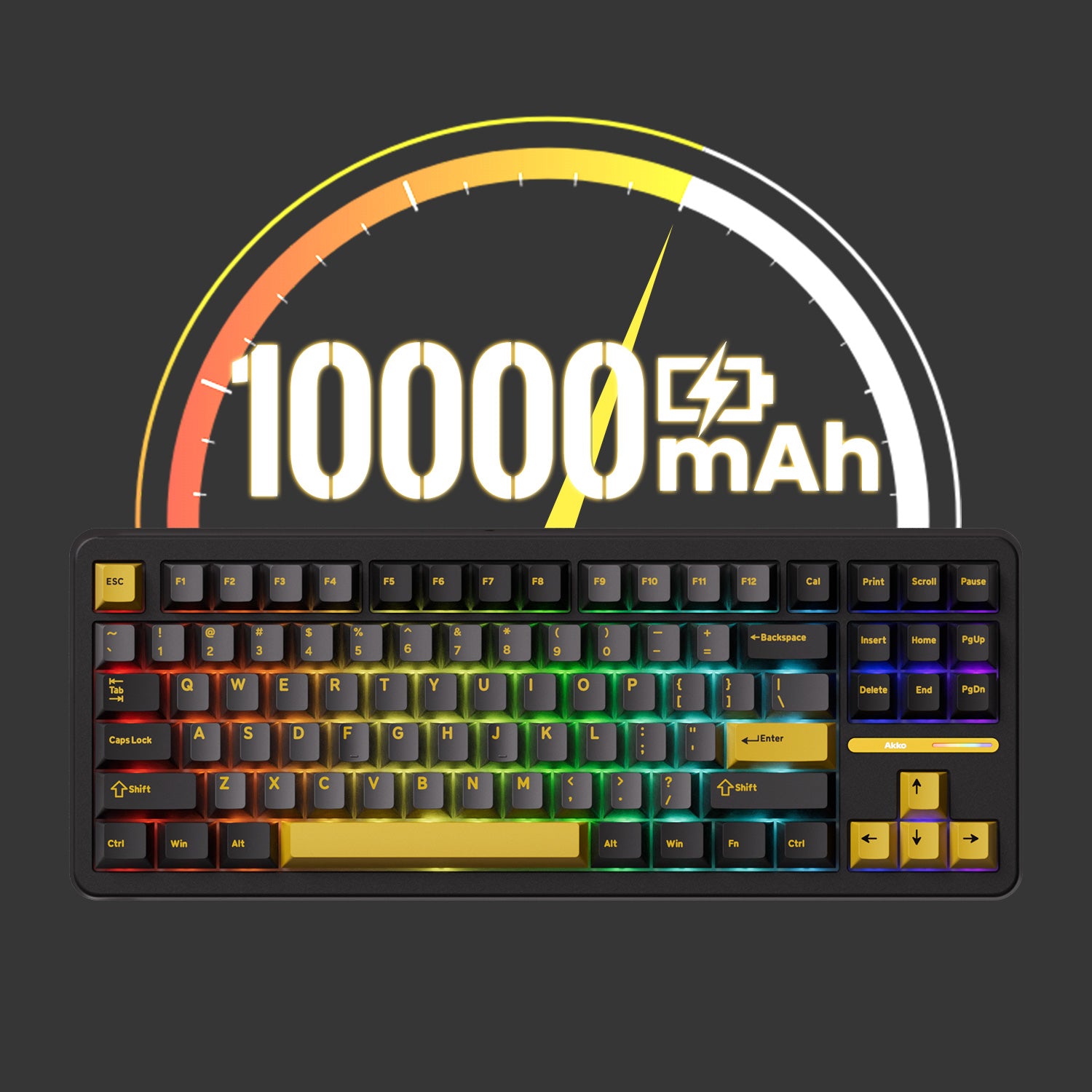 Akko TAC87 Black Gold Mechanical Keyboard 10000mAh Battery