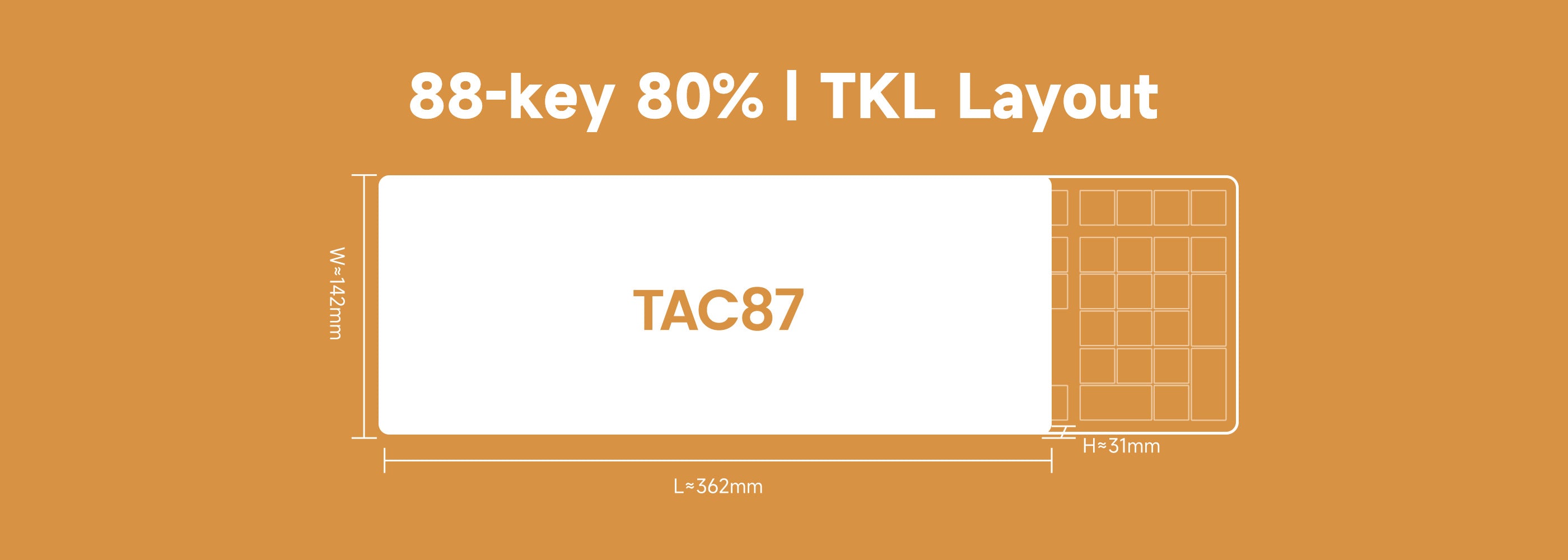 Akko TAC87 Bun Wonderland Mechanical Keyboard Size
