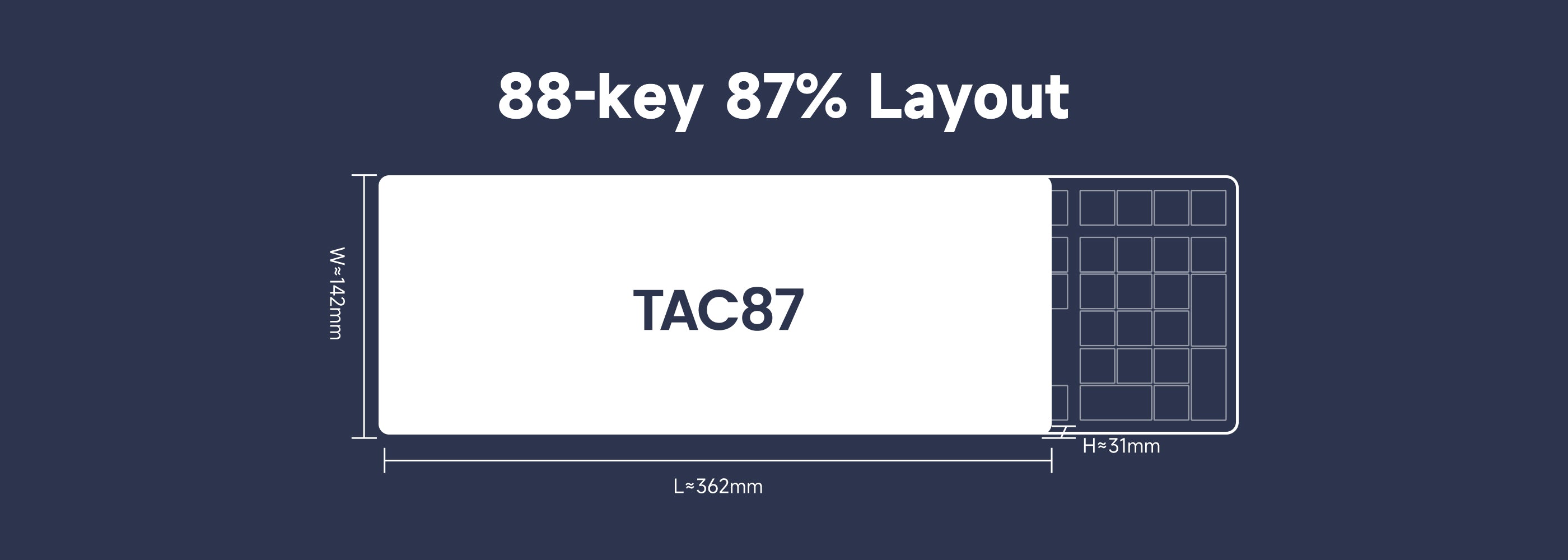 Akko TAC87 Horizon Mechanical Keyboard Size