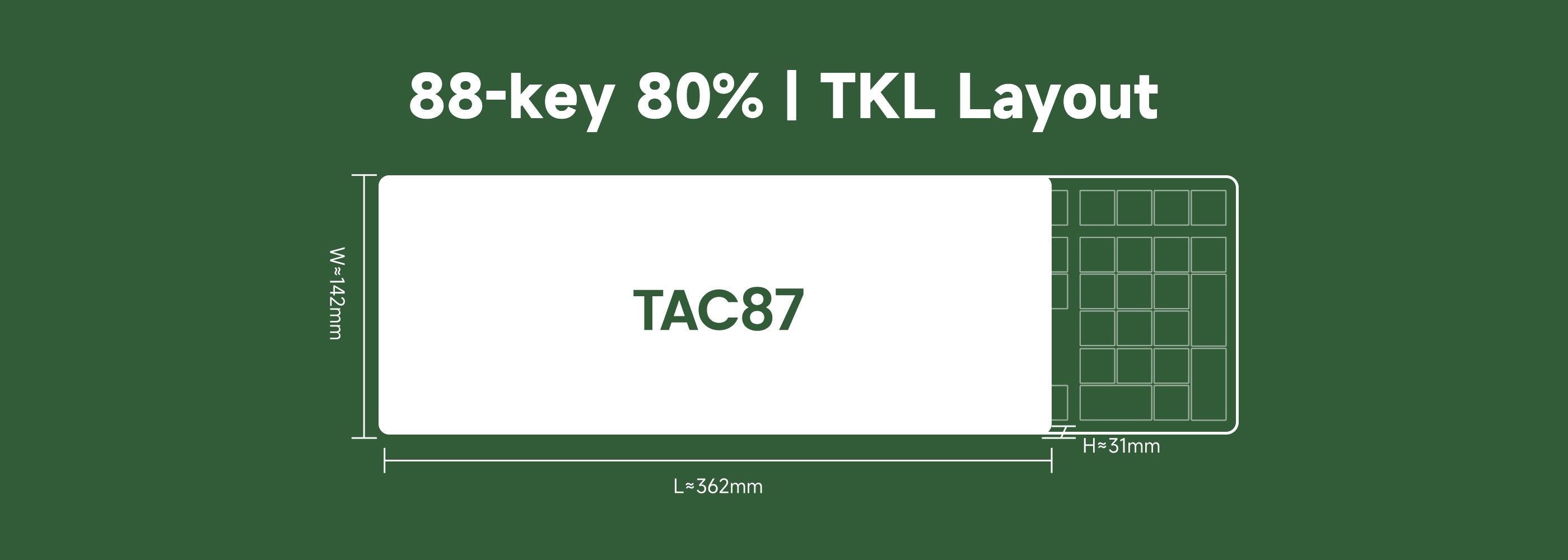 Akko TAC87 Matcha Red Bean Mechanical Keyboard Size