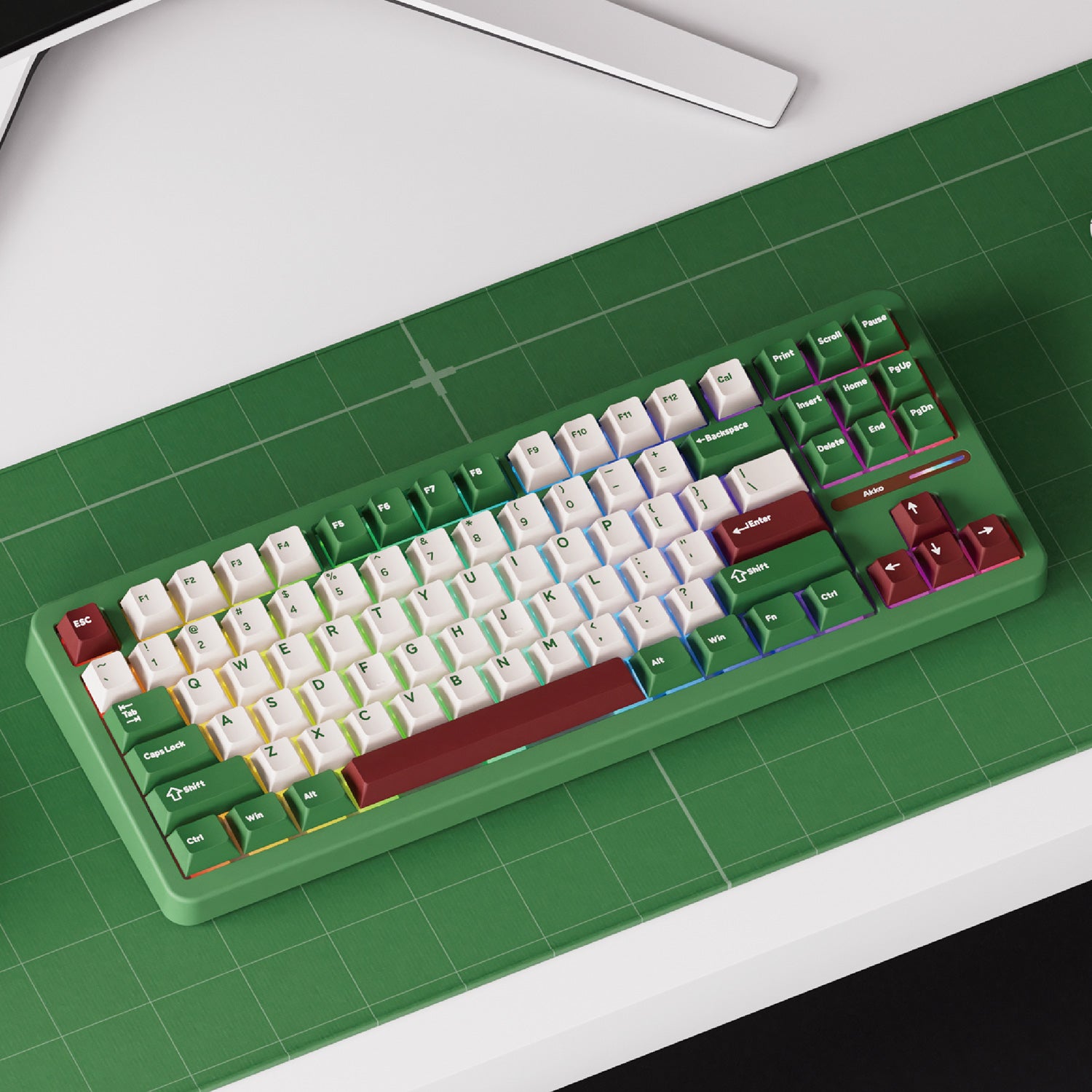 Akko TAC87 Matcha Red Bean Mechanical Keyboard on the Desk