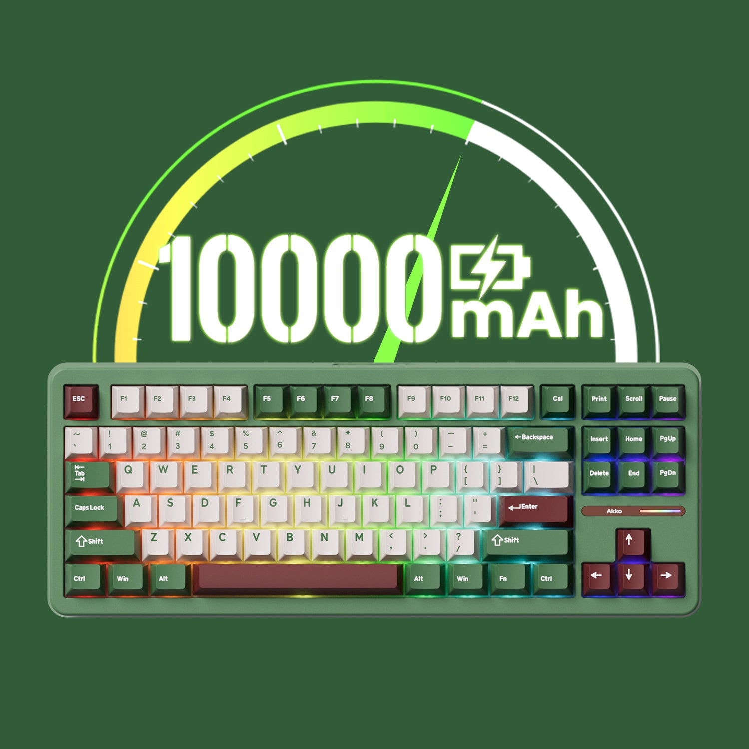 Akko TAC87 Matcha Red Bean Mechanical Keyboard 10000mAh Battery