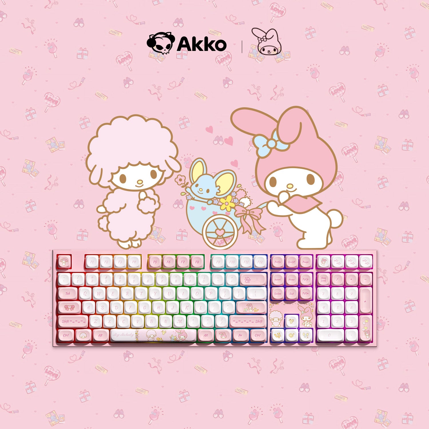 Akko My Melody 5108 V5 Mechanical Keyboard with My Melody Theme Background