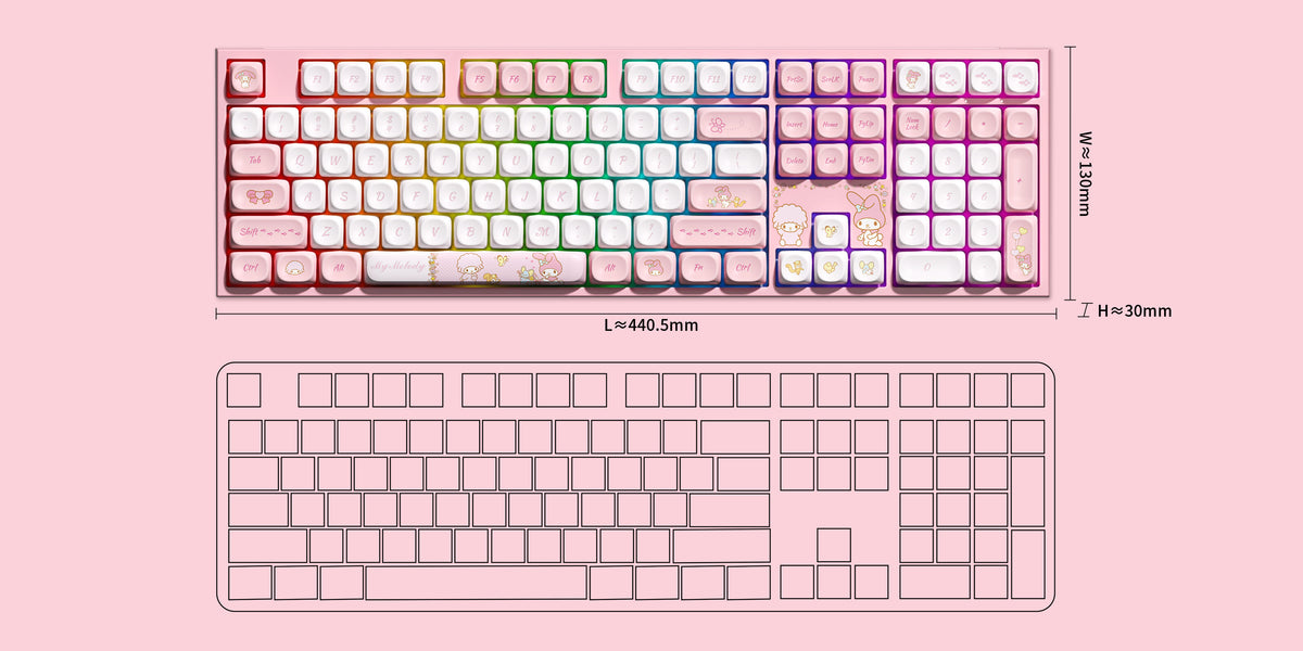 Akko My Melody 5108 V5 Mechanical Keyboard Size