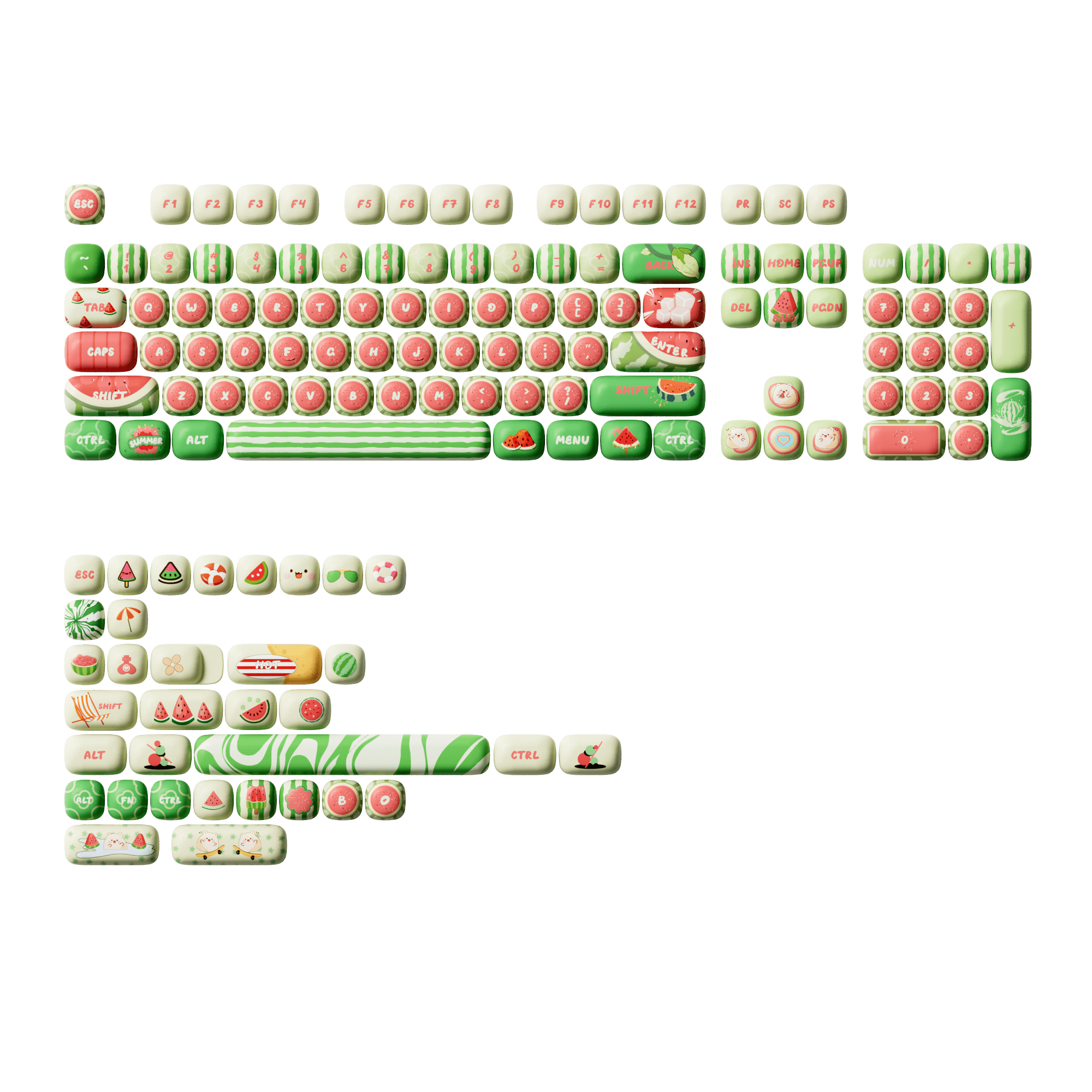 Wassermelonen-Tastenkappen-Set (138 Tasten)