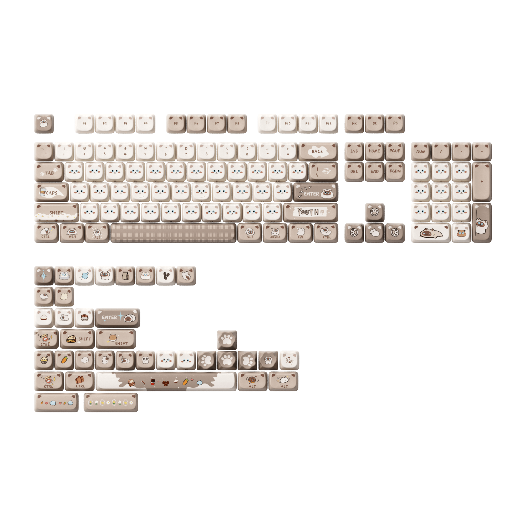 Siamese Cat Keycap Set (142-key)