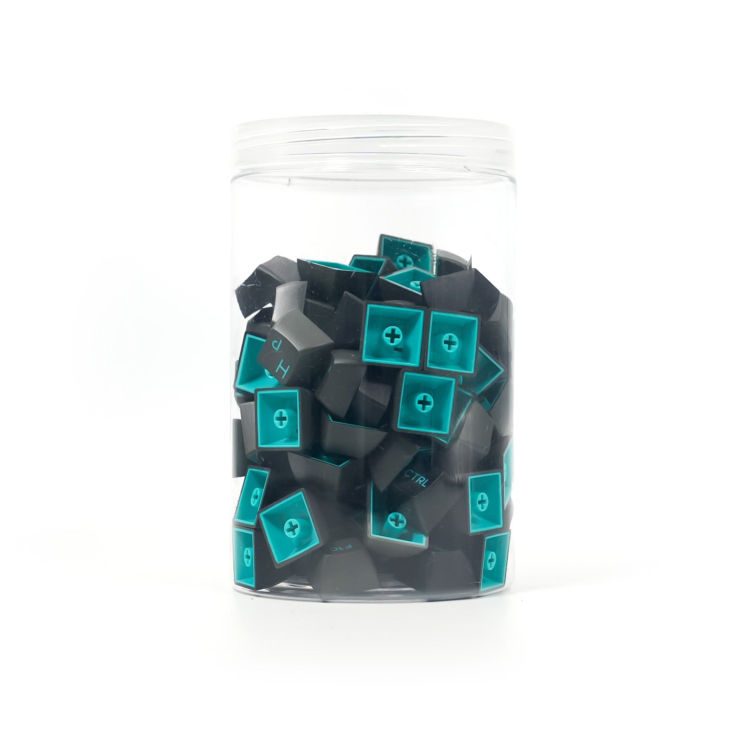 Akko Black Cyan Cyrillic Keycap Set (98-key) Jar Packaging
