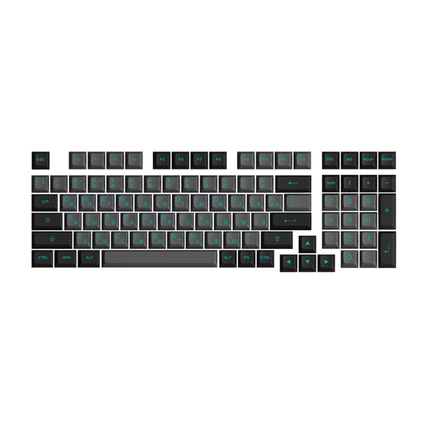 Akko Black Cyan Cyrillic Keycap Set (98-key)